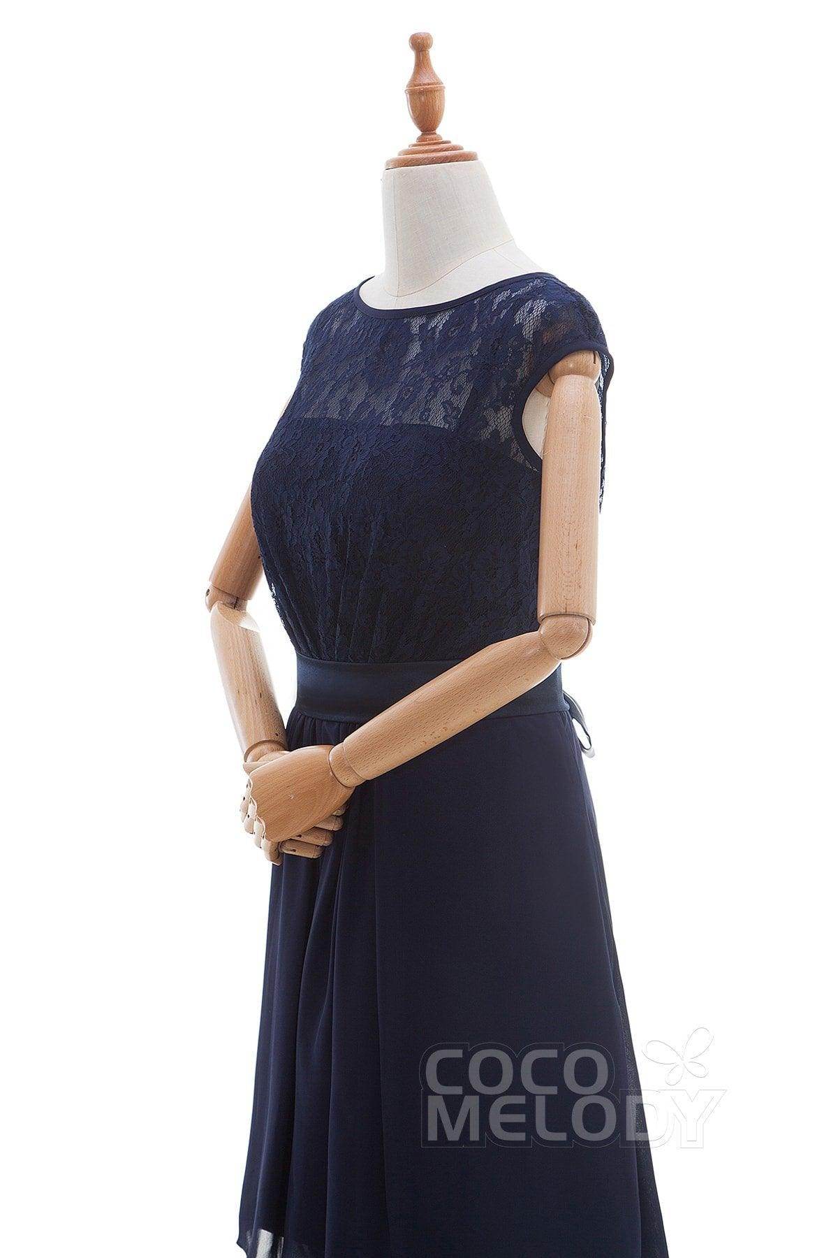 Sheath Knee Length Lace Chiffon Bridesmaid Dresses PR3323 - COCOMELODY