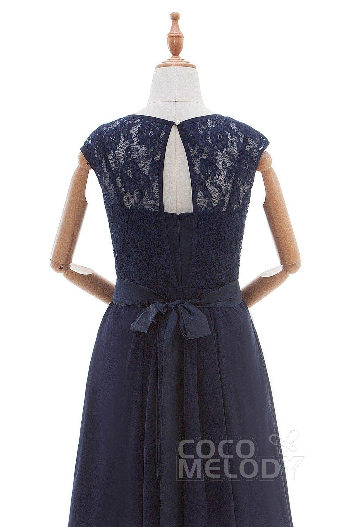 Sheath Knee Length Lace Chiffon Bridesmaid Dresses PR3323 - COCOMELODY