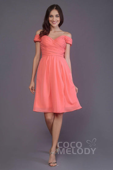 COCOMELODY Sheath-Column Knee Length Short Bridesmaid Dress PR3485 