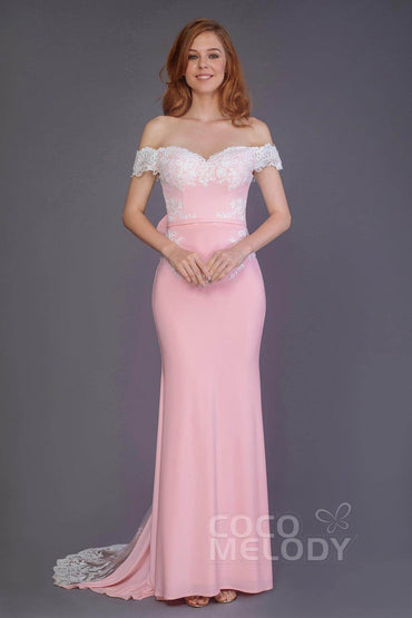 Mermaid Sweep Train Knitted Fabric Bridesmaid Dress PR3491 - COCOMELODY