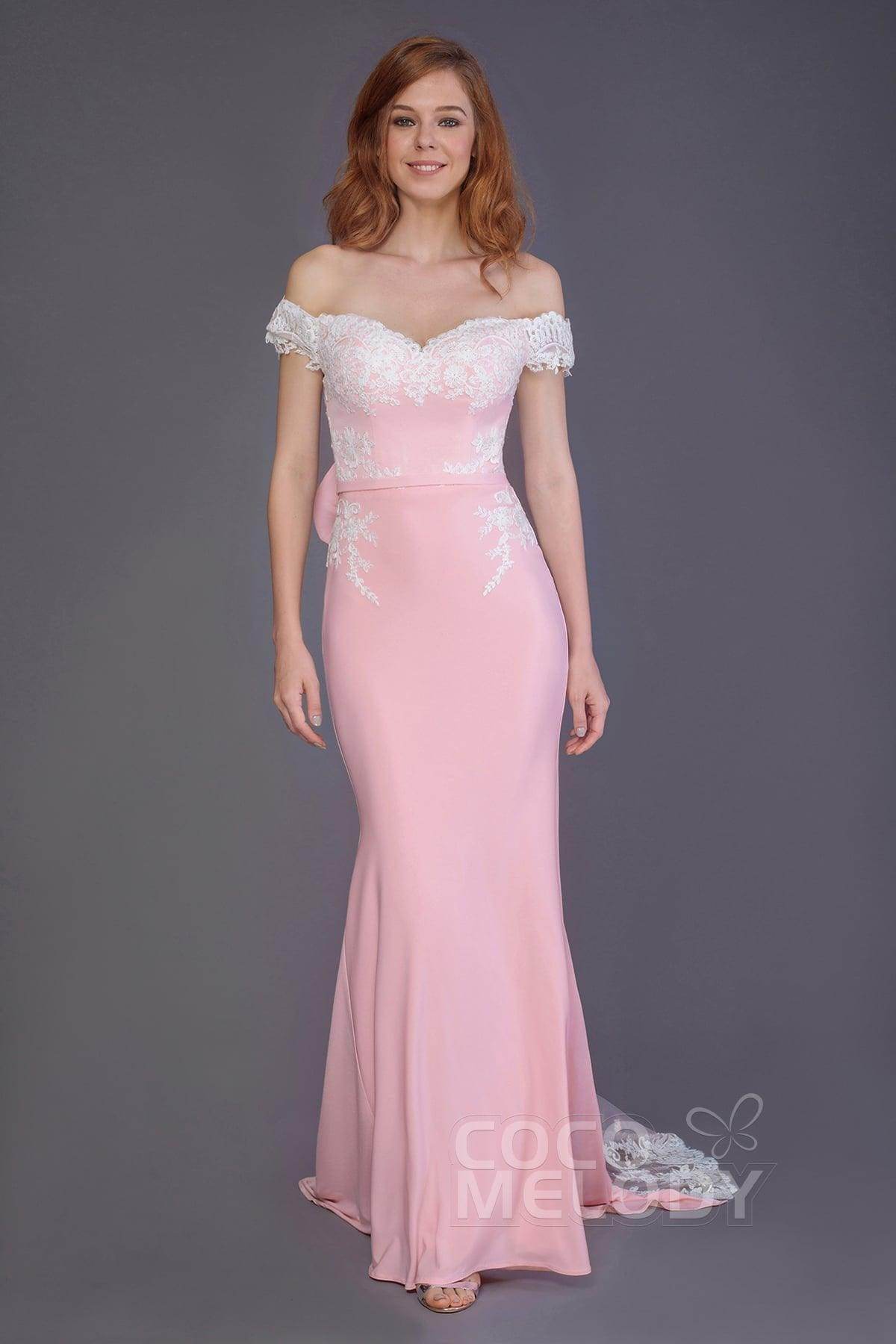Mermaid Sweep Train Knitted Fabric Bridesmaid Dress PR3491 - COCOMELODY