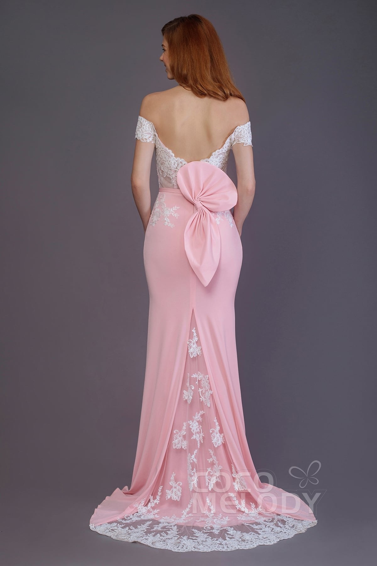 Mermaid Sweep Train Knitted Fabric Bridesmaid Dress PR3491