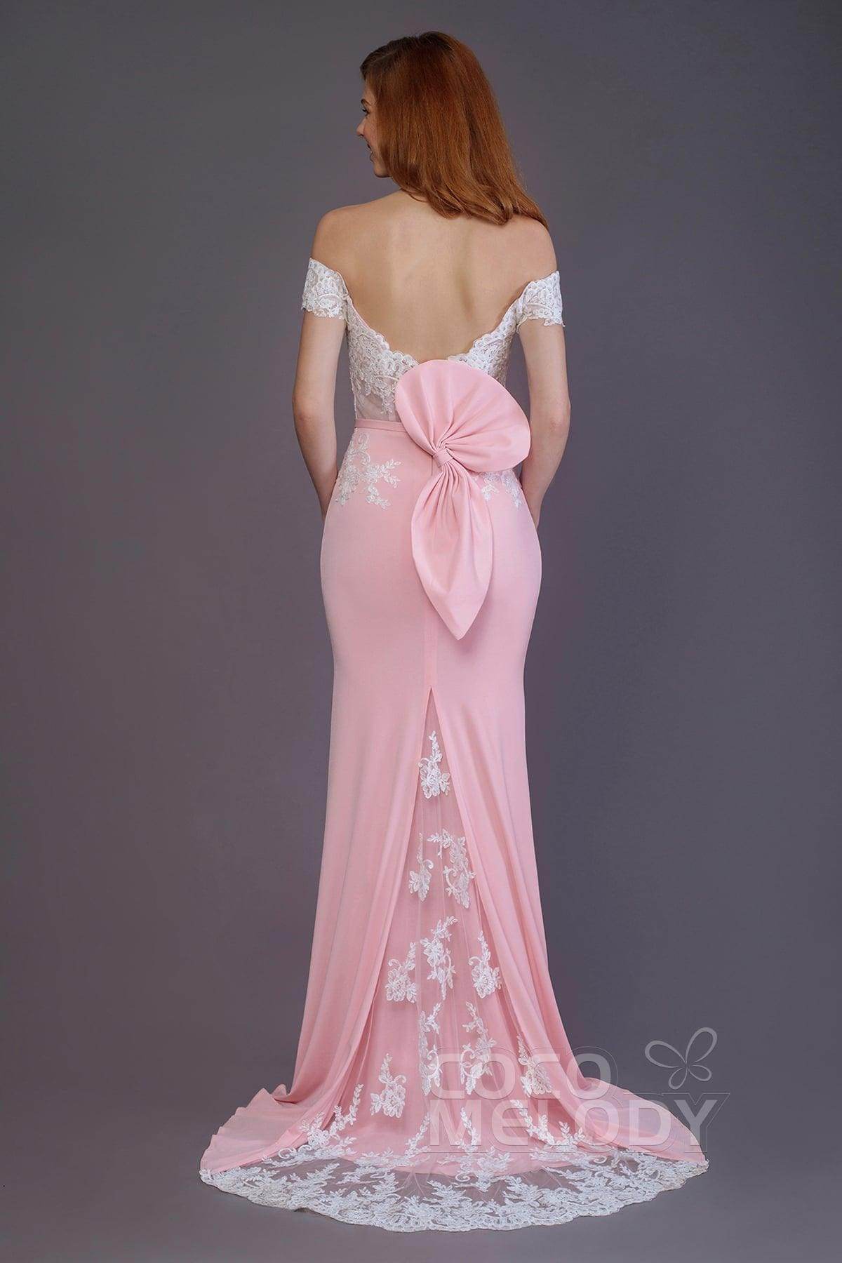 Mermaid Sweep Train Knitted Fabric Bridesmaid Dress PR3491 - COCOMELODY