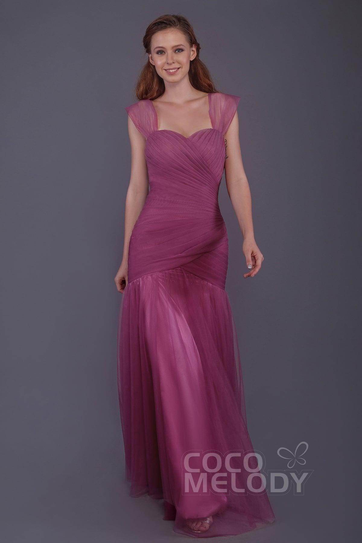 Trumpet-Mermaid Floor Length Tulle Bridesmaid Dress PR3500 - COCOMELODY