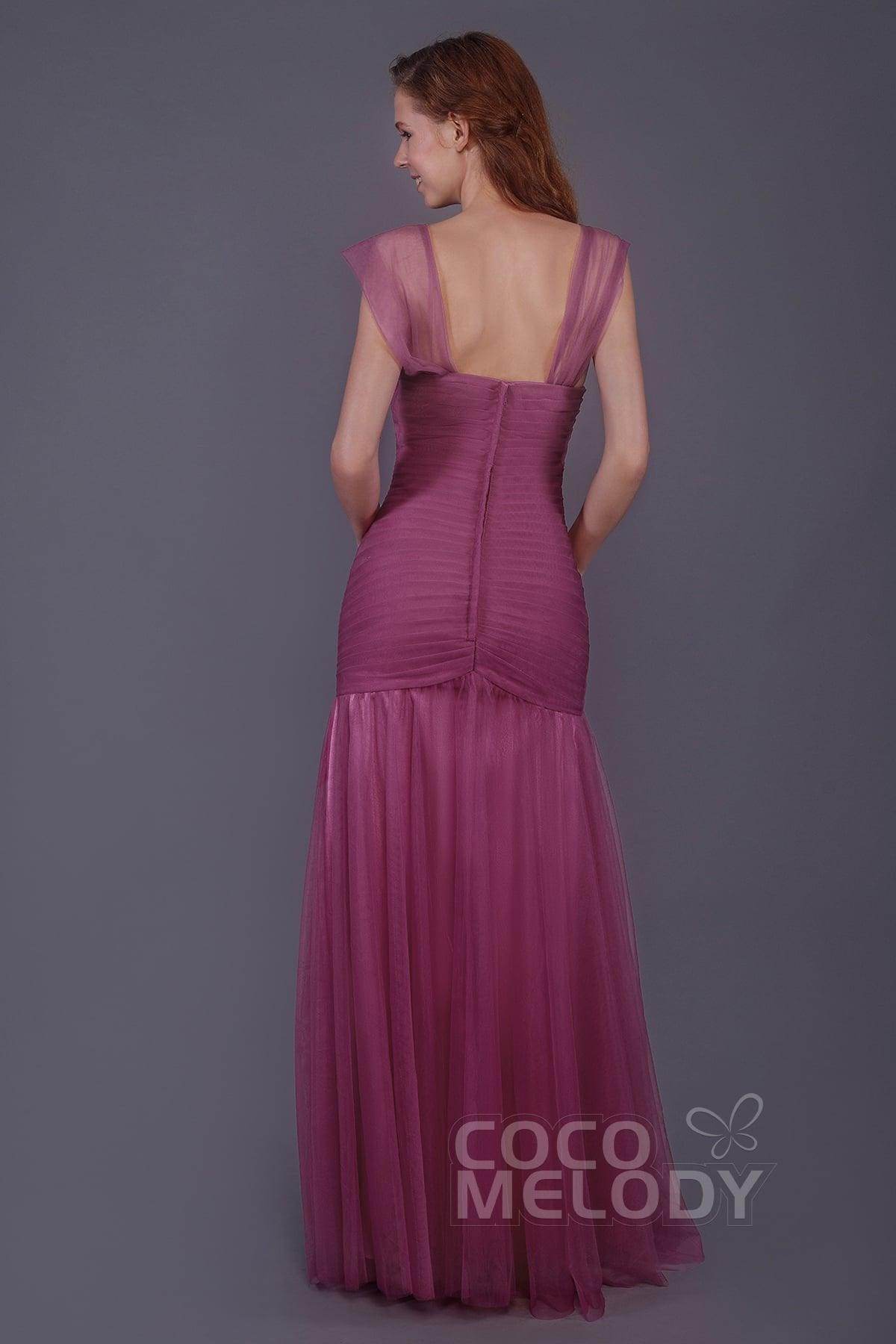 Trumpet-Mermaid Floor Length Tulle Bridesmaid Dress PR3500 - COCOMELODY