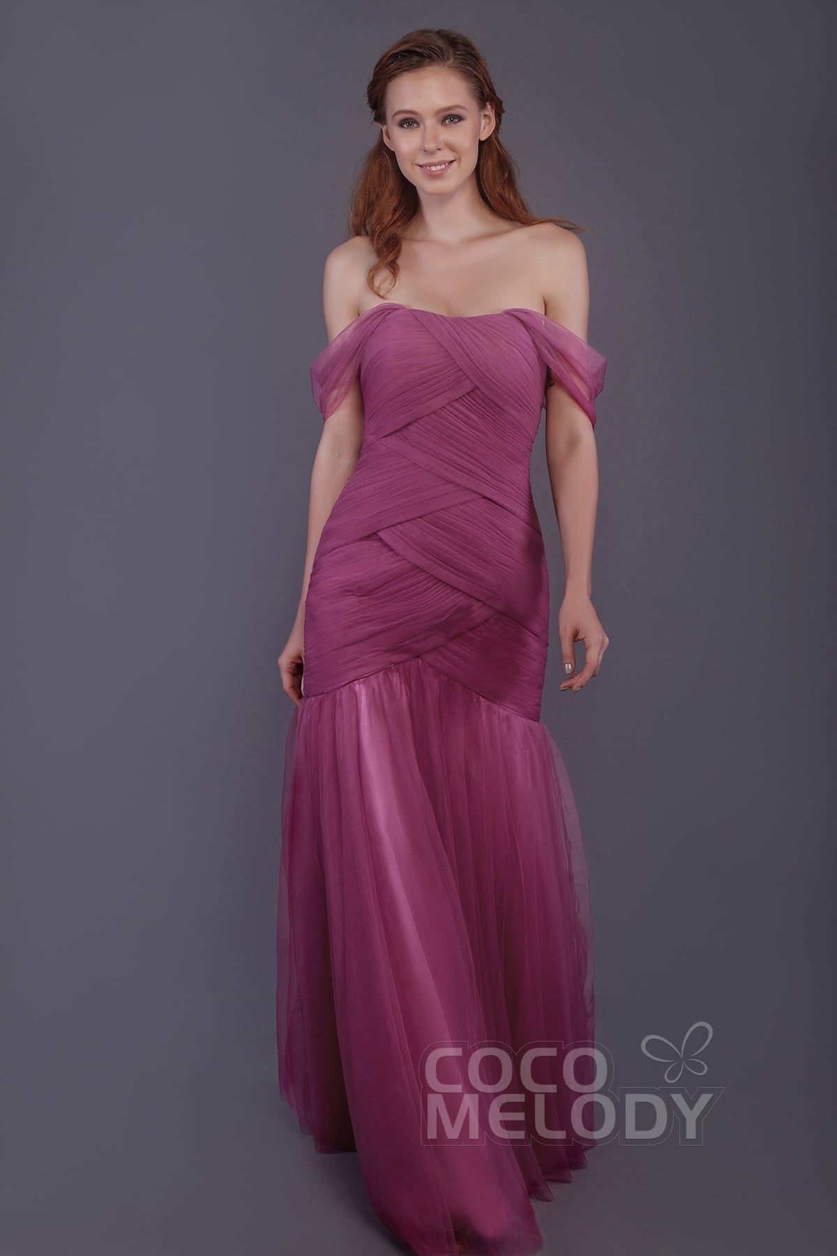 Trumpet-Mermaid Floor Length Tulle Bridesmaid Dress PR3504