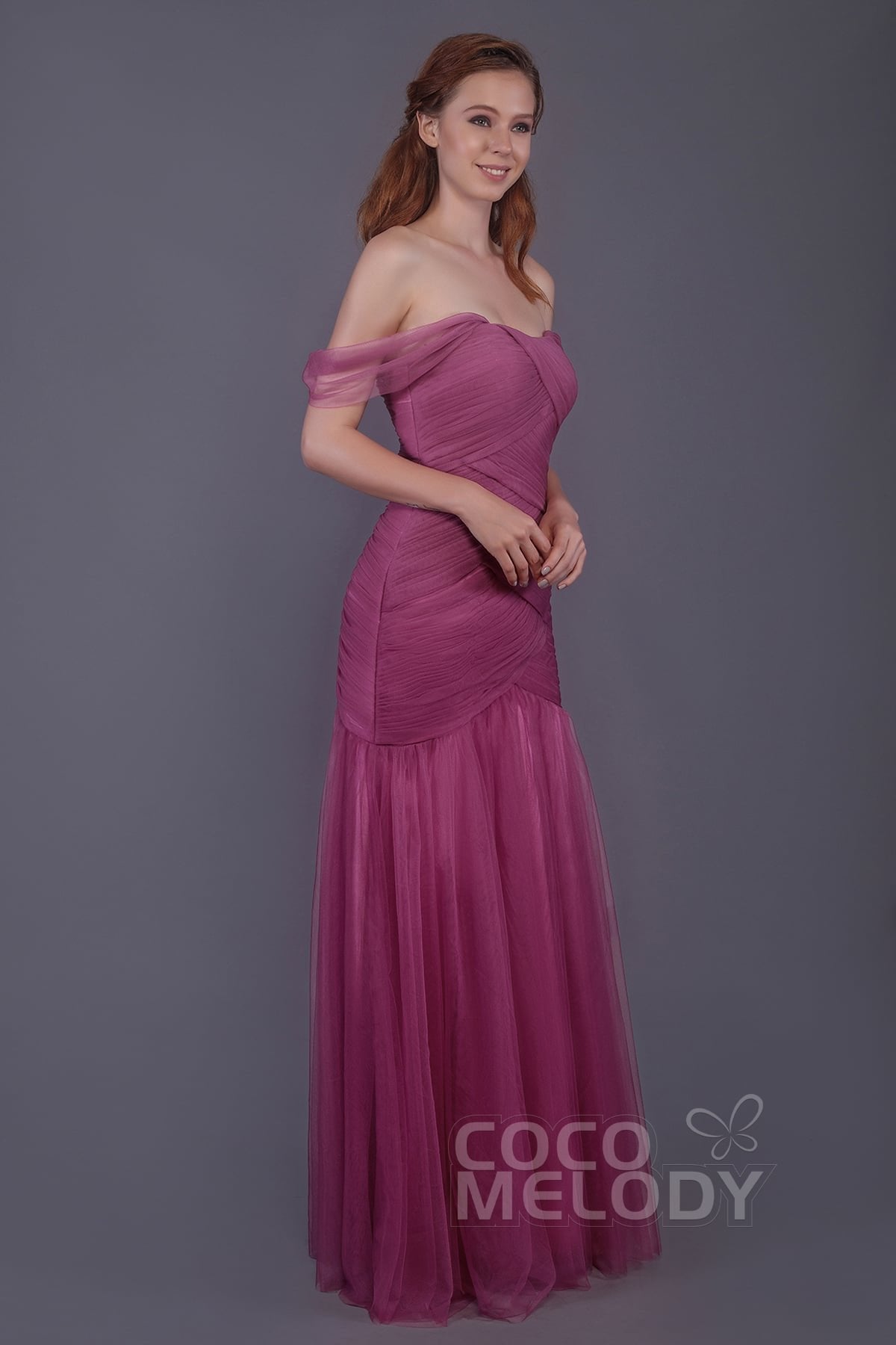 Trumpet-Mermaid Floor Length Tulle Bridesmaid Dress PR3504