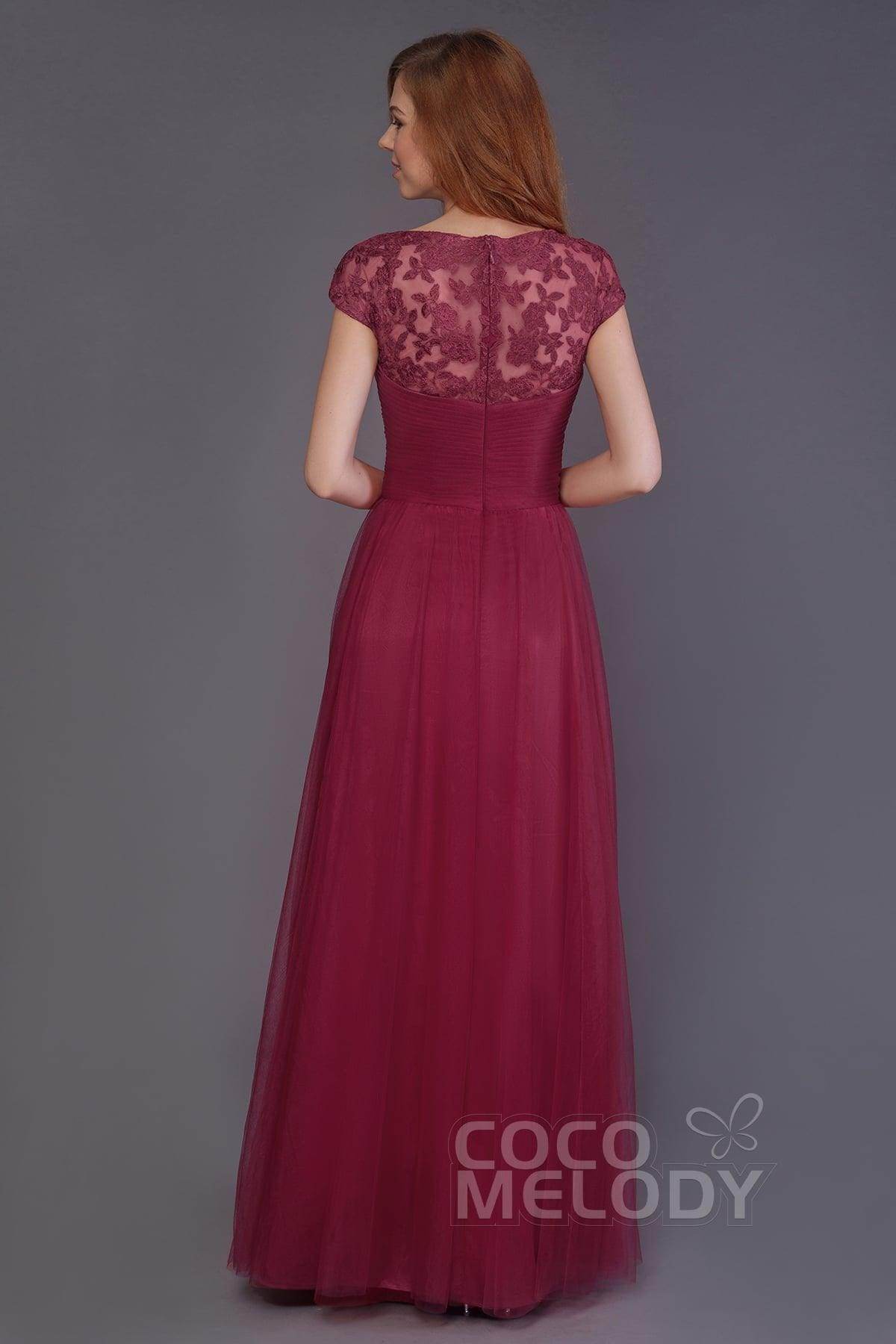 Sheath-Column Floor Length Tulle Bridesmaid Dress PR3510 - COCOMELODY