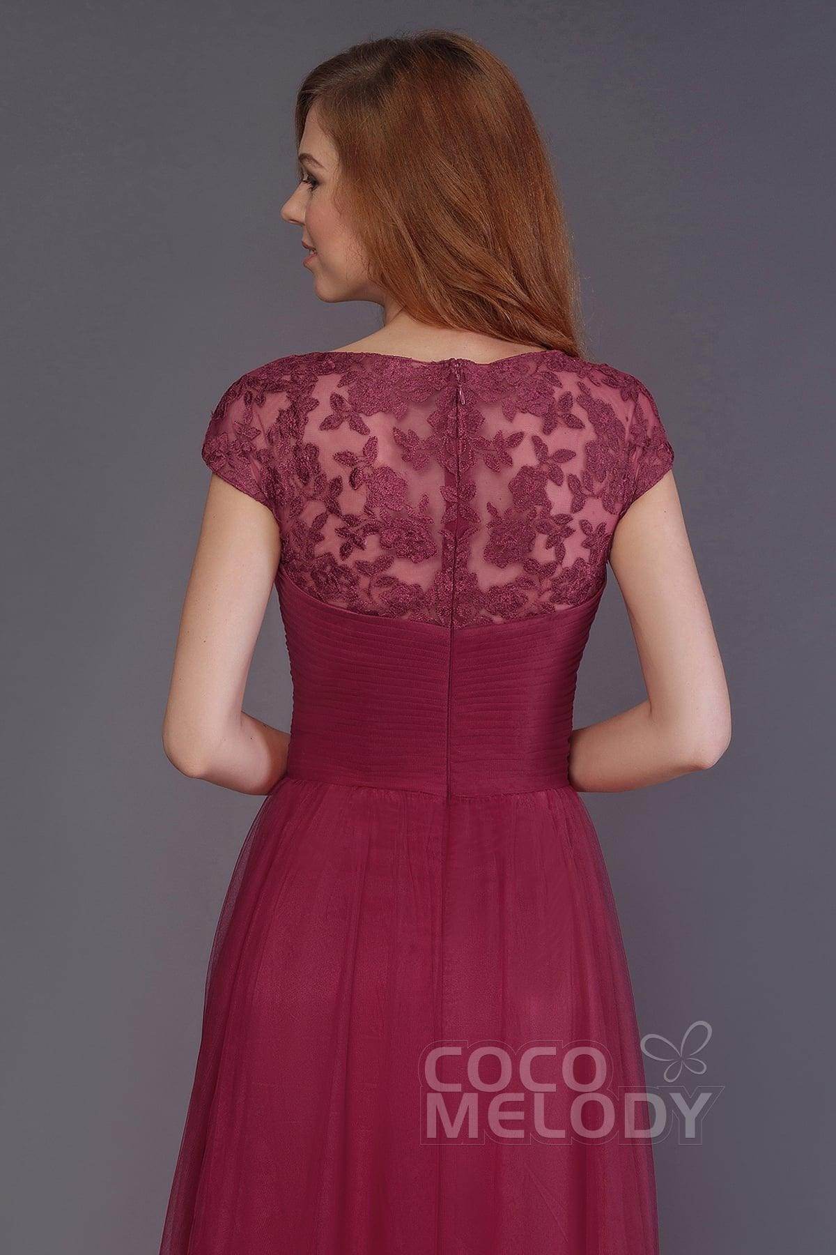 Sheath-Column Floor Length Tulle Bridesmaid Dress PR3510 - COCOMELODY