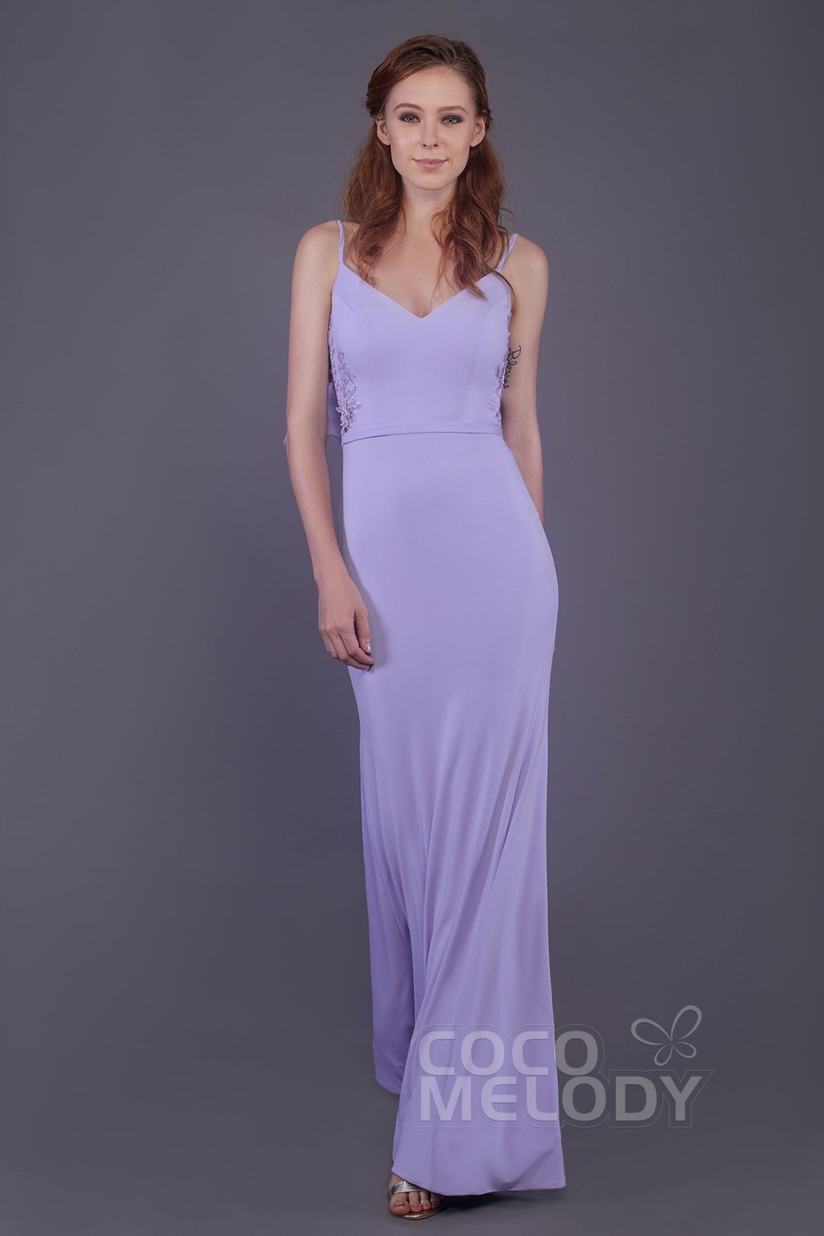 Mermaid Floor Length Knitted Fabric Bridesmaid Dress PR3511