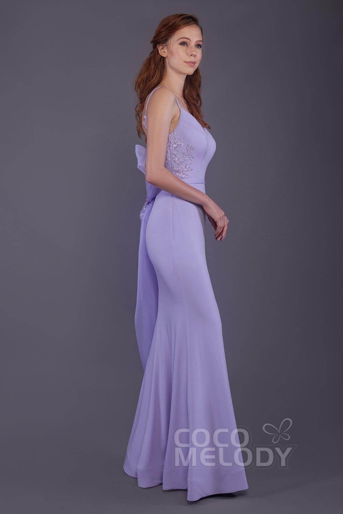 Mermaid Floor Length Knitted Fabric Bridesmaid Dress PR3511 - COCOMELODY