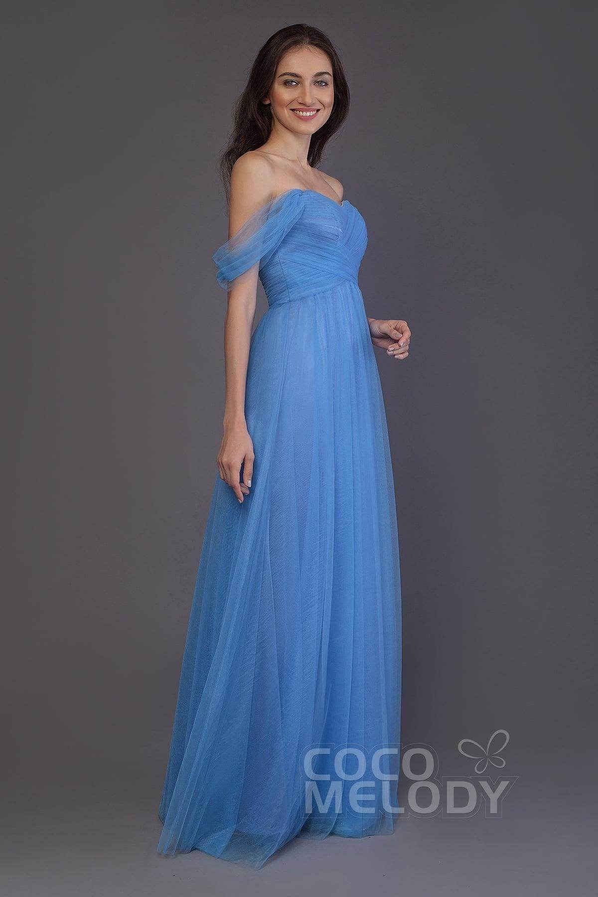 Sheath-Column Floor Length Tulle Bridesmaid Dress PR3512 - COCOMELODY