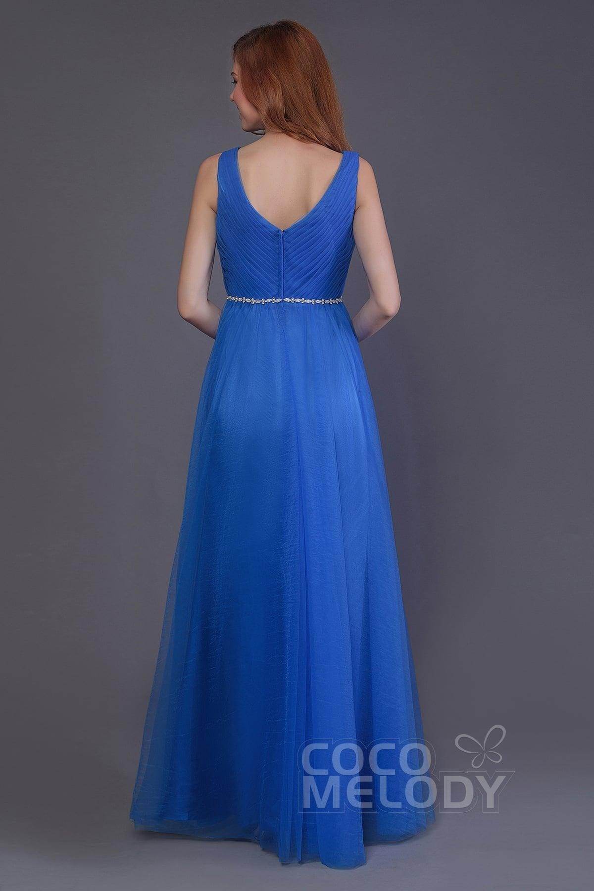 Sheath-Column Floor Length Tulle Bridesmaid Dress PR3518 - COCOMELODY