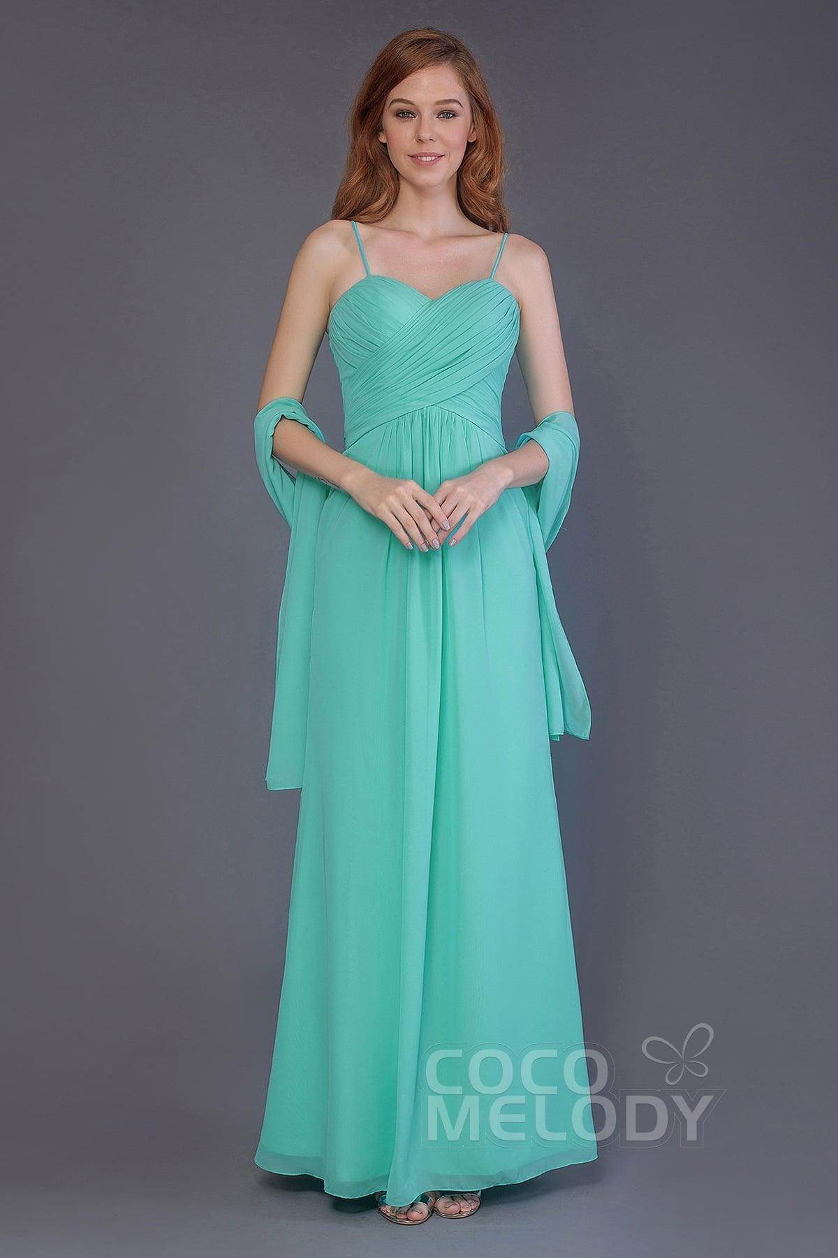 Sheath-Column Floor Length Chiffon Bridesmaid Dress PR3544 - COCOMELODY
