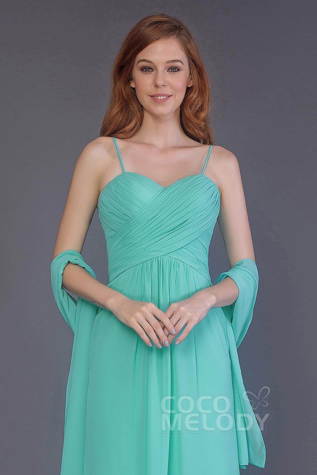Sheath-Column Floor Length Chiffon Bridesmaid Dress PR3544 - COCOMELODY