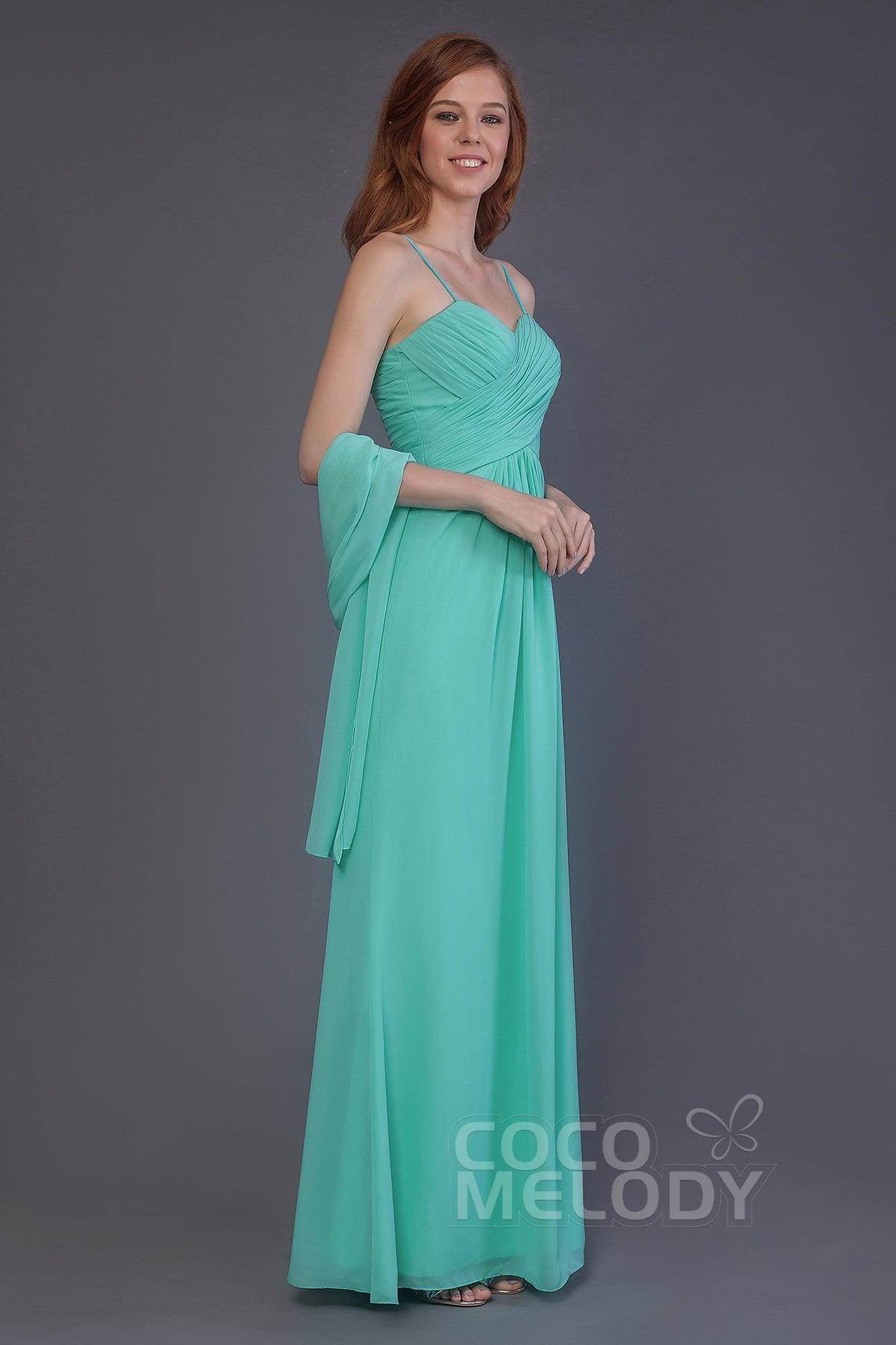 Sheath-Column Floor Length Chiffon Bridesmaid Dress PR3544 - COCOMELODY
