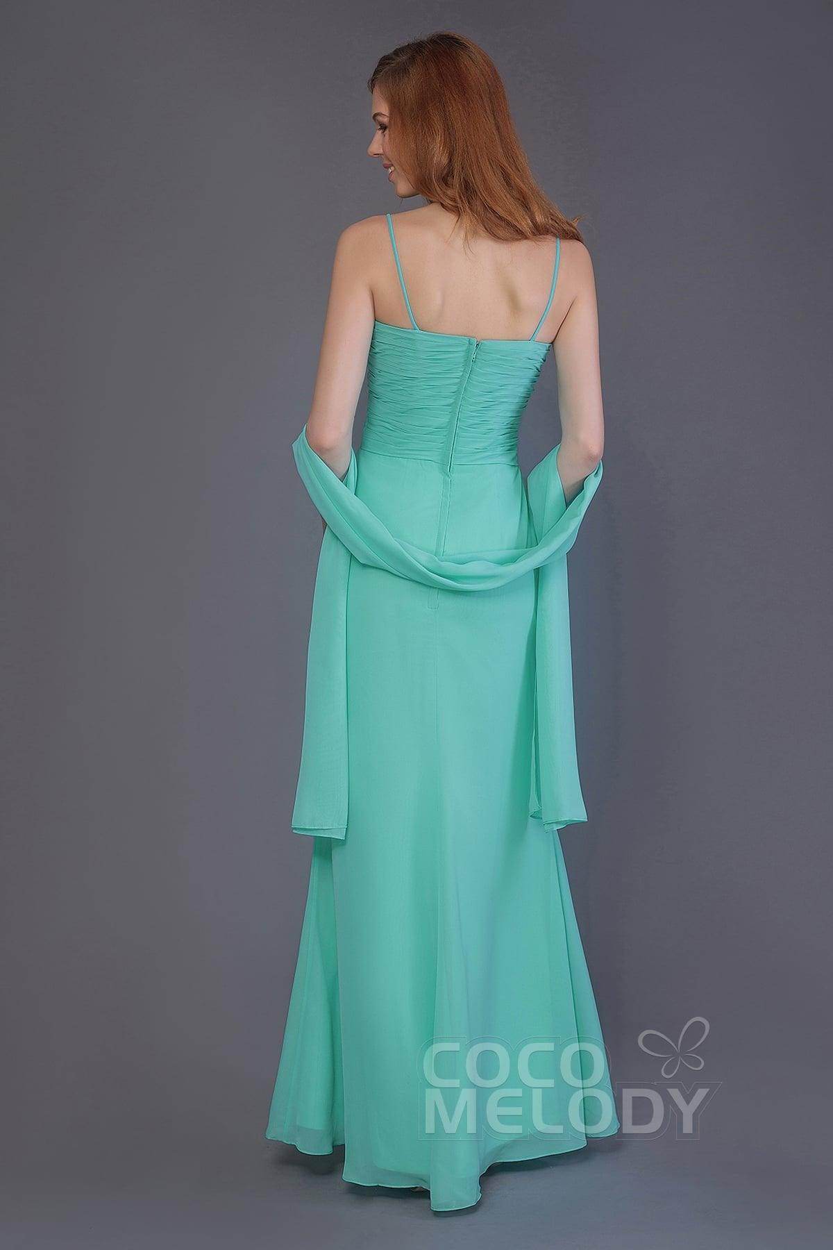 Sheath-Column Floor Length Chiffon Bridesmaid Dress PR3544 - COCOMELODY