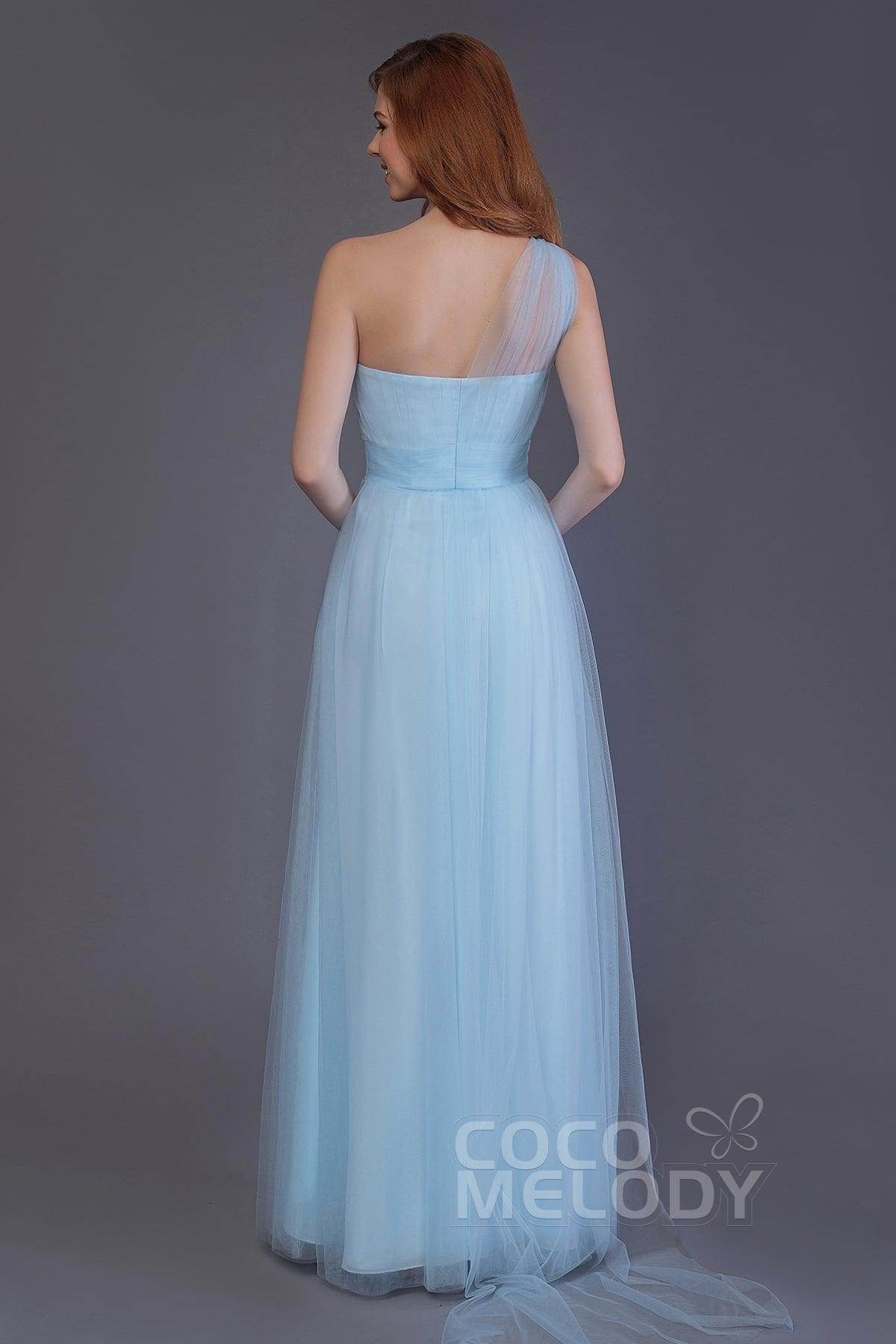 Sheath-Column Floor Length Tulle Bridesmaid Dress PR3556 - COCOMELODY