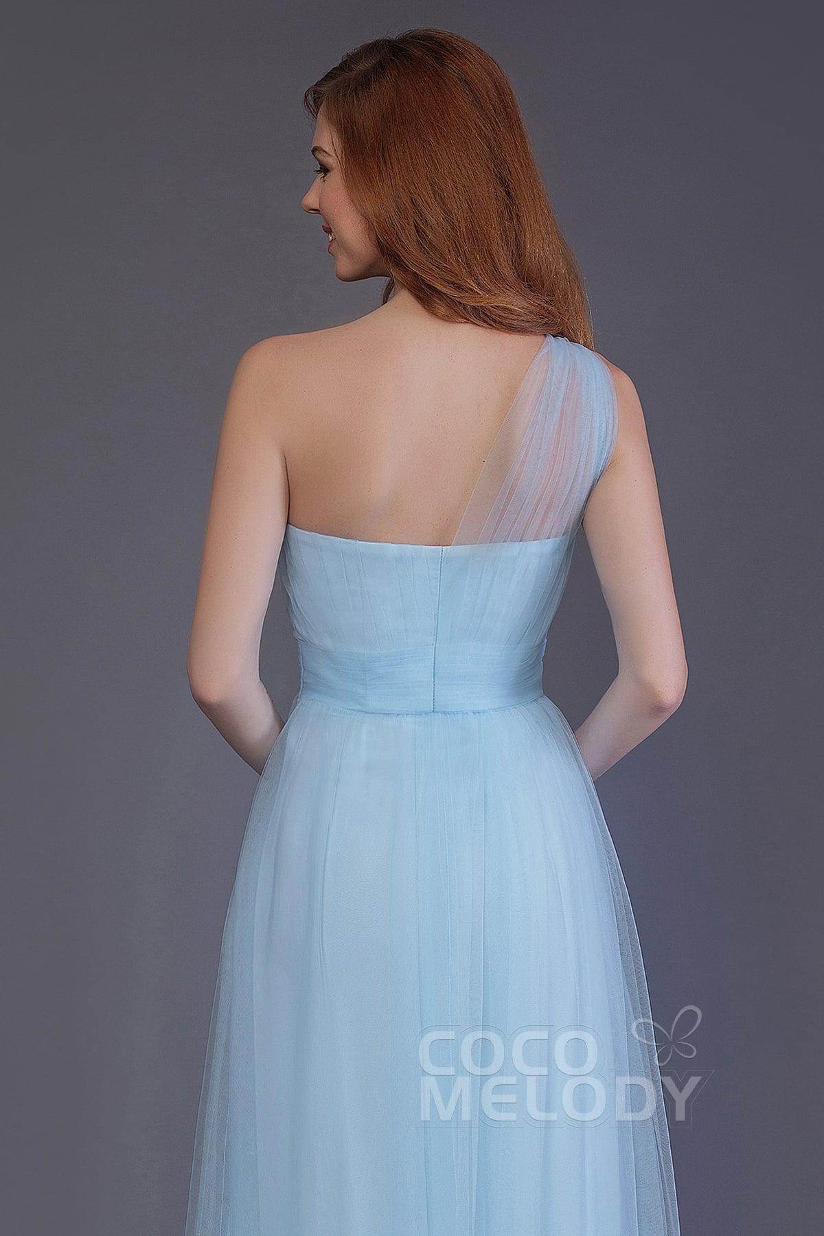 Sheath-Column Floor Length Tulle Bridesmaid Dress PR3556 - COCOMELODY
