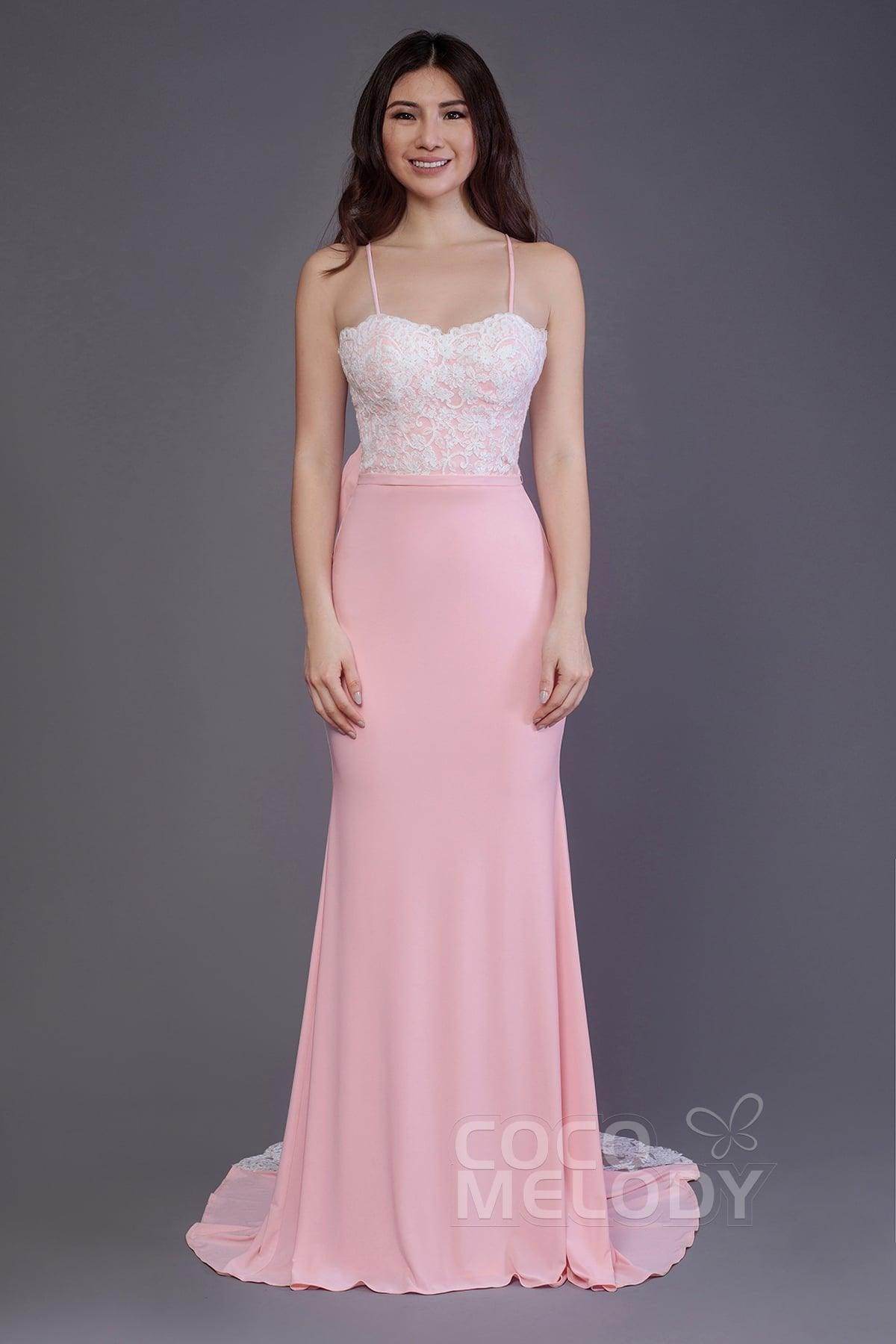 Mermaid Sweep Train Knitted Fabric Bridesmaid Dress PR3565 - COCOMELODY