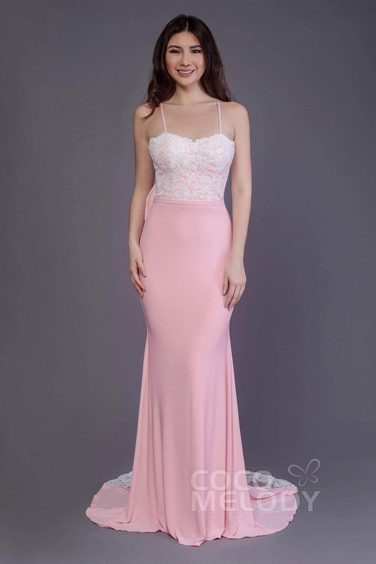 Mermaid Sweep Train Knitted Fabric Bridesmaid Dress PR3565 - COCOMELODY