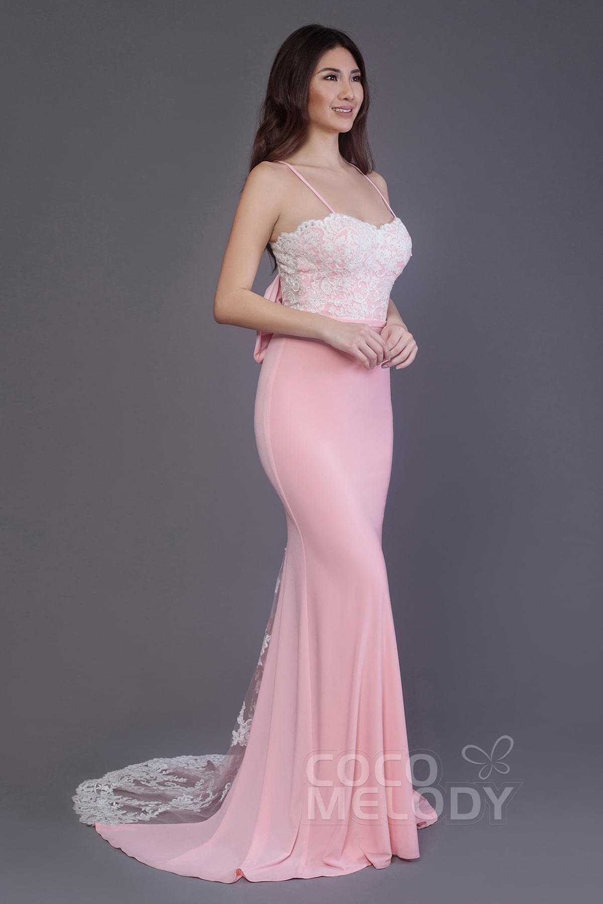 Mermaid Sweep Train Knitted Fabric Bridesmaid Dress PR3565