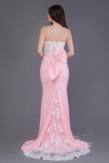 Mermaid Sweep Train Knitted Fabric Bridesmaid Dress PR3565 - COCOMELODY