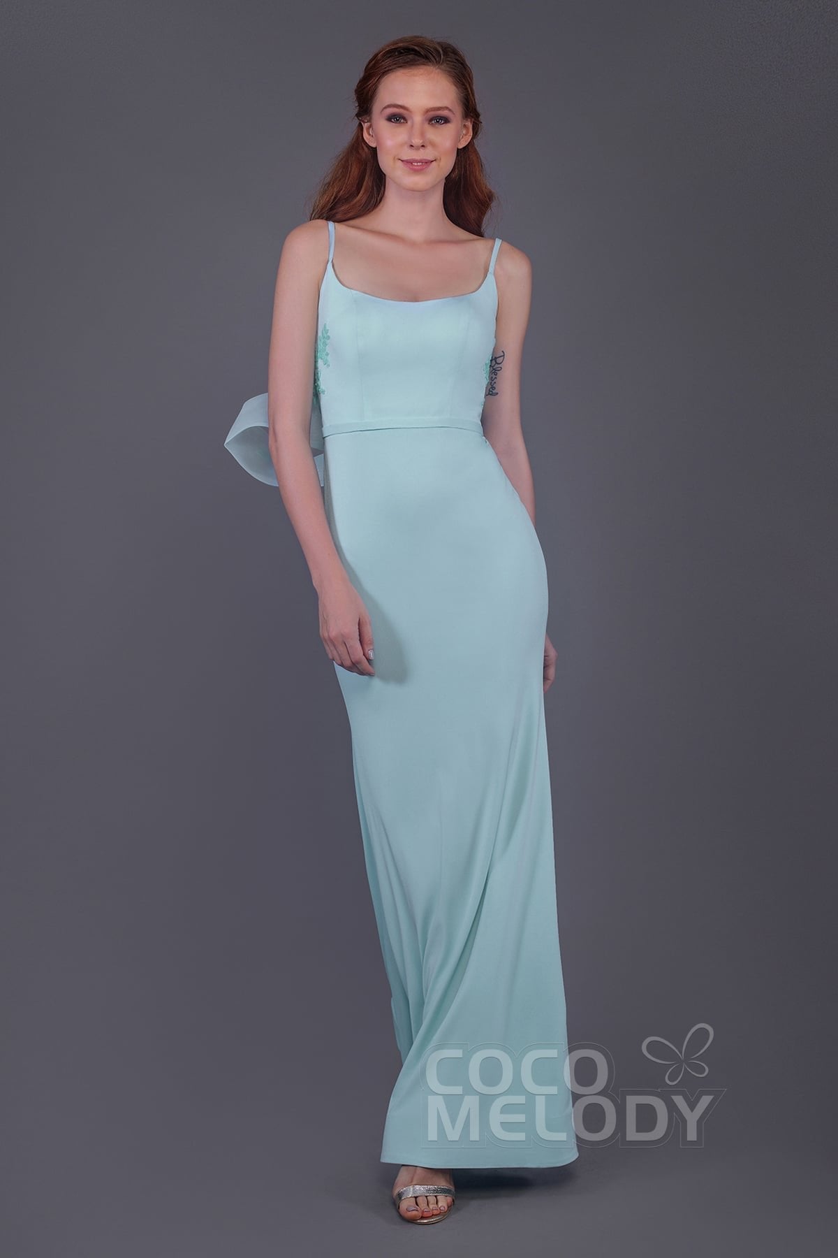 Mermaid Floor Length Knitted Fabric Bridesmaid Dress PR3566