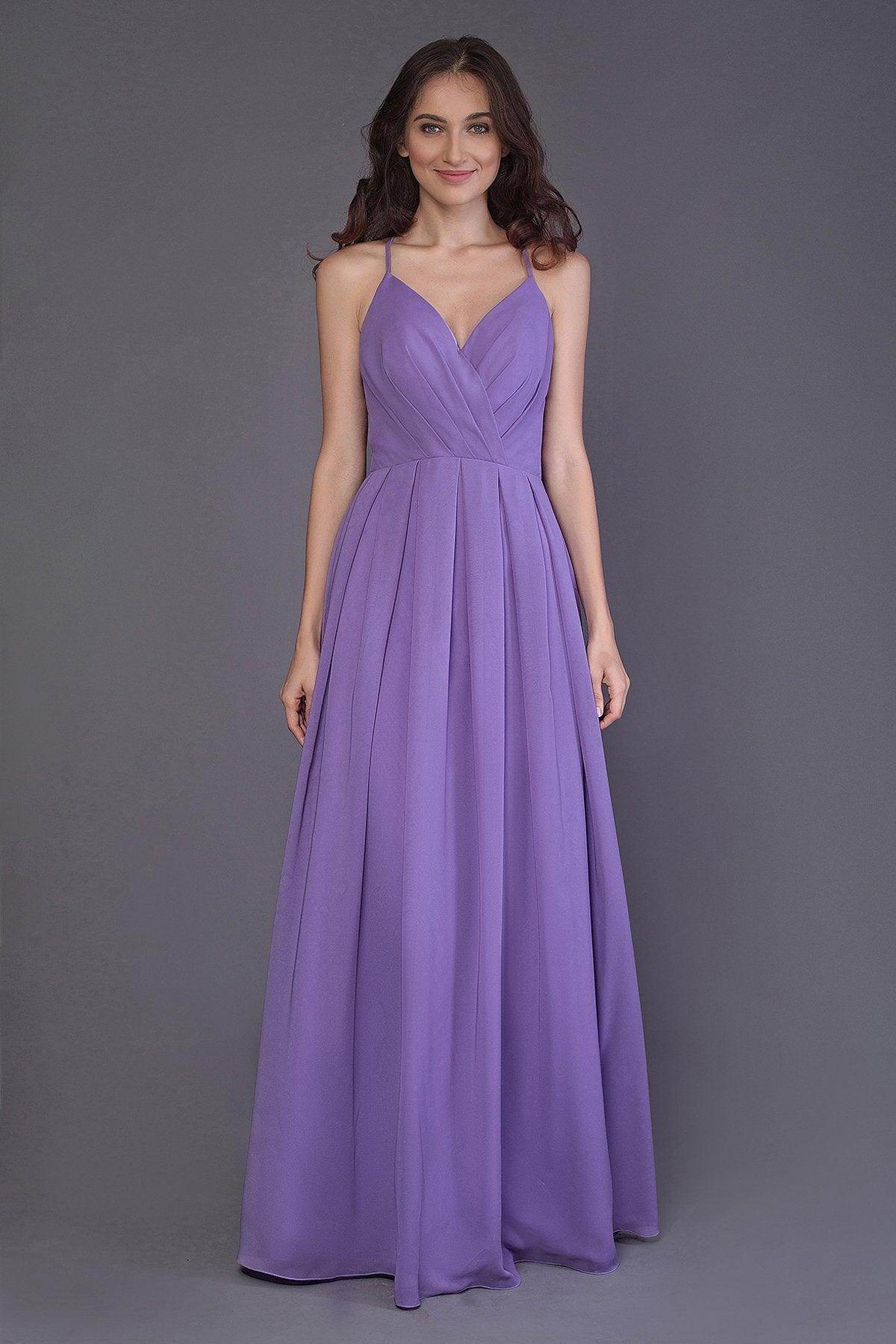 Sheath-Column Floor Length Chiffon Bridesmaid Dress PR3572 - COCOMELODY