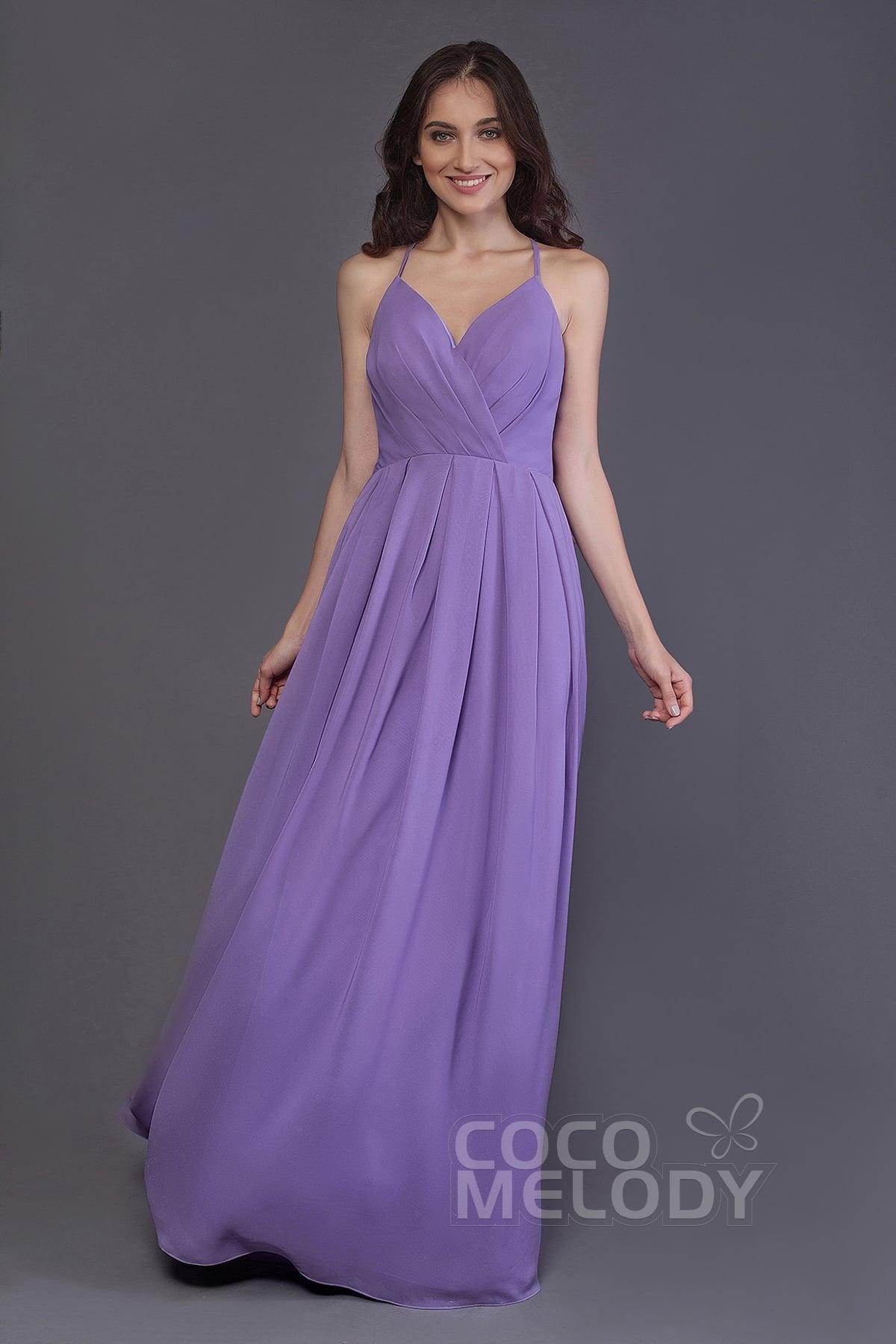 Sheath-Column Floor Length Chiffon Bridesmaid Dress PR3572 - COCOMELODY