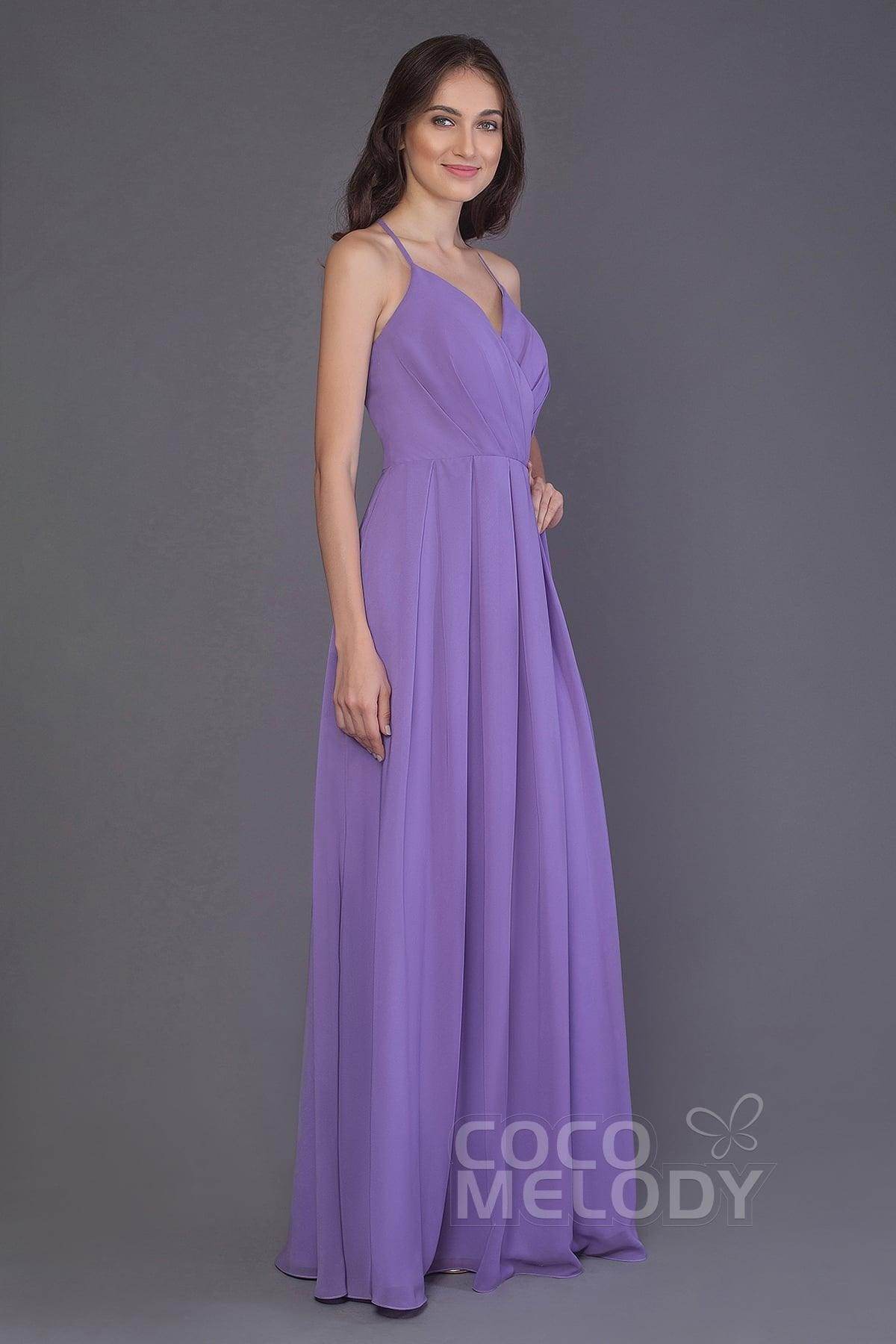 Sheath-Column Floor Length Chiffon Bridesmaid Dress PR3572 - COCOMELODY