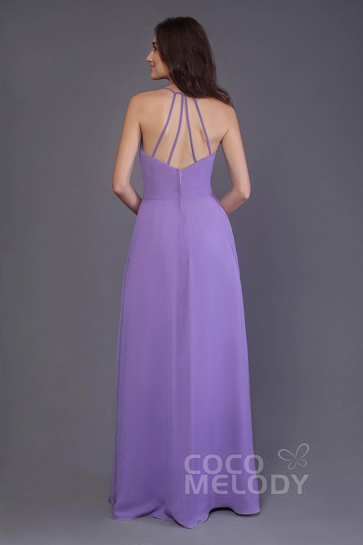 Sheath-Column Floor Length Chiffon Bridesmaid Dress PR3572 - COCOMELODY
