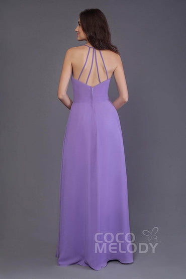 Sheath-Column Floor Length Chiffon Bridesmaid Dress PR3572 - COCOMELODY