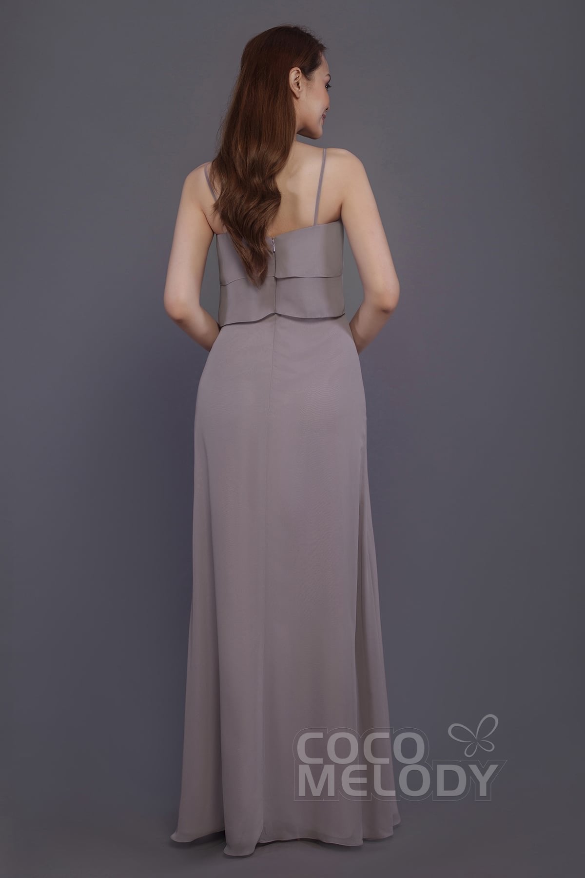 Sheath-Column Floor Length Chiffon Bridesmaid Dress PR3575