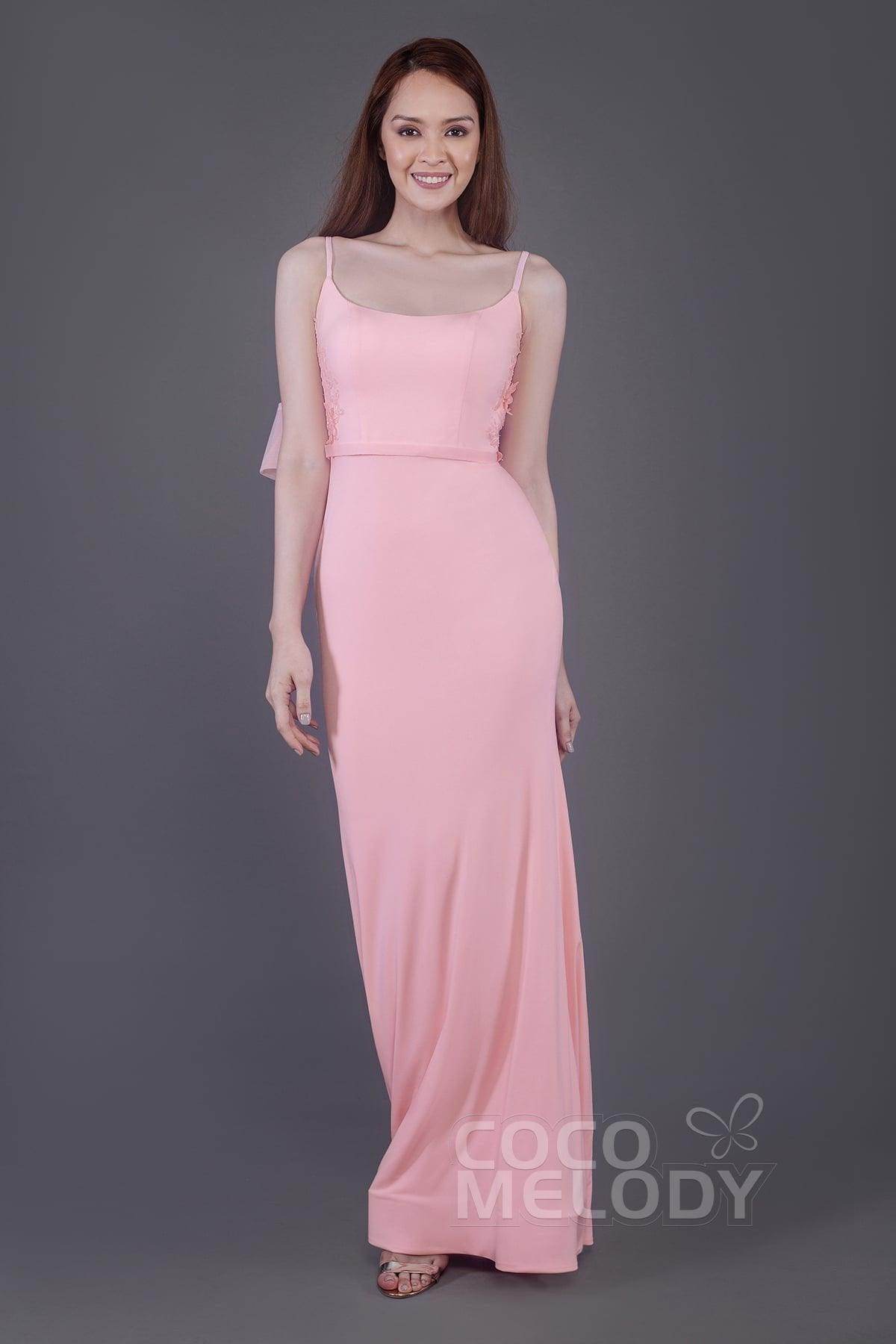 Mermaid Floor Length Knitted Fabric Bridesmaid Dress PR3594 - COCOMELODY