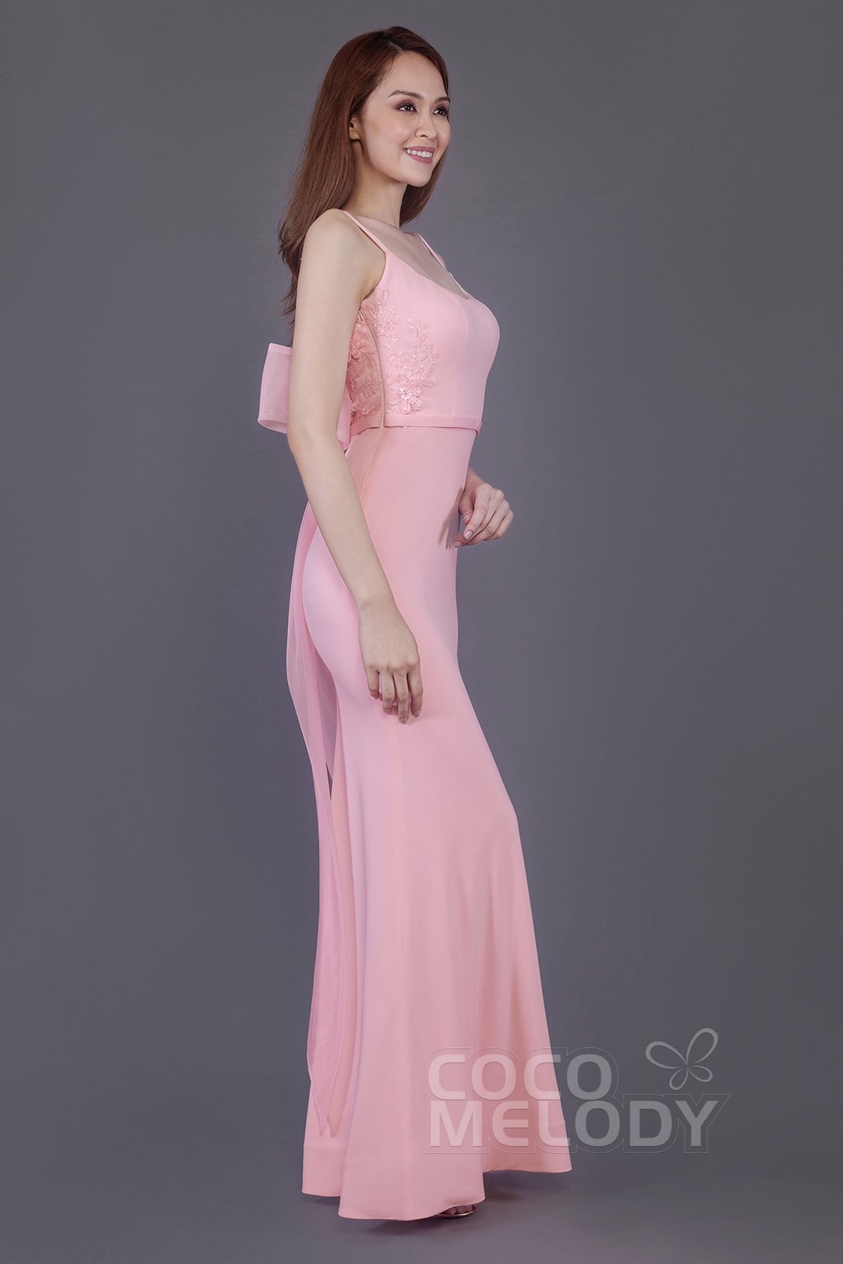 Mermaid Floor Length Knitted Fabric Bridesmaid Dress PR3594