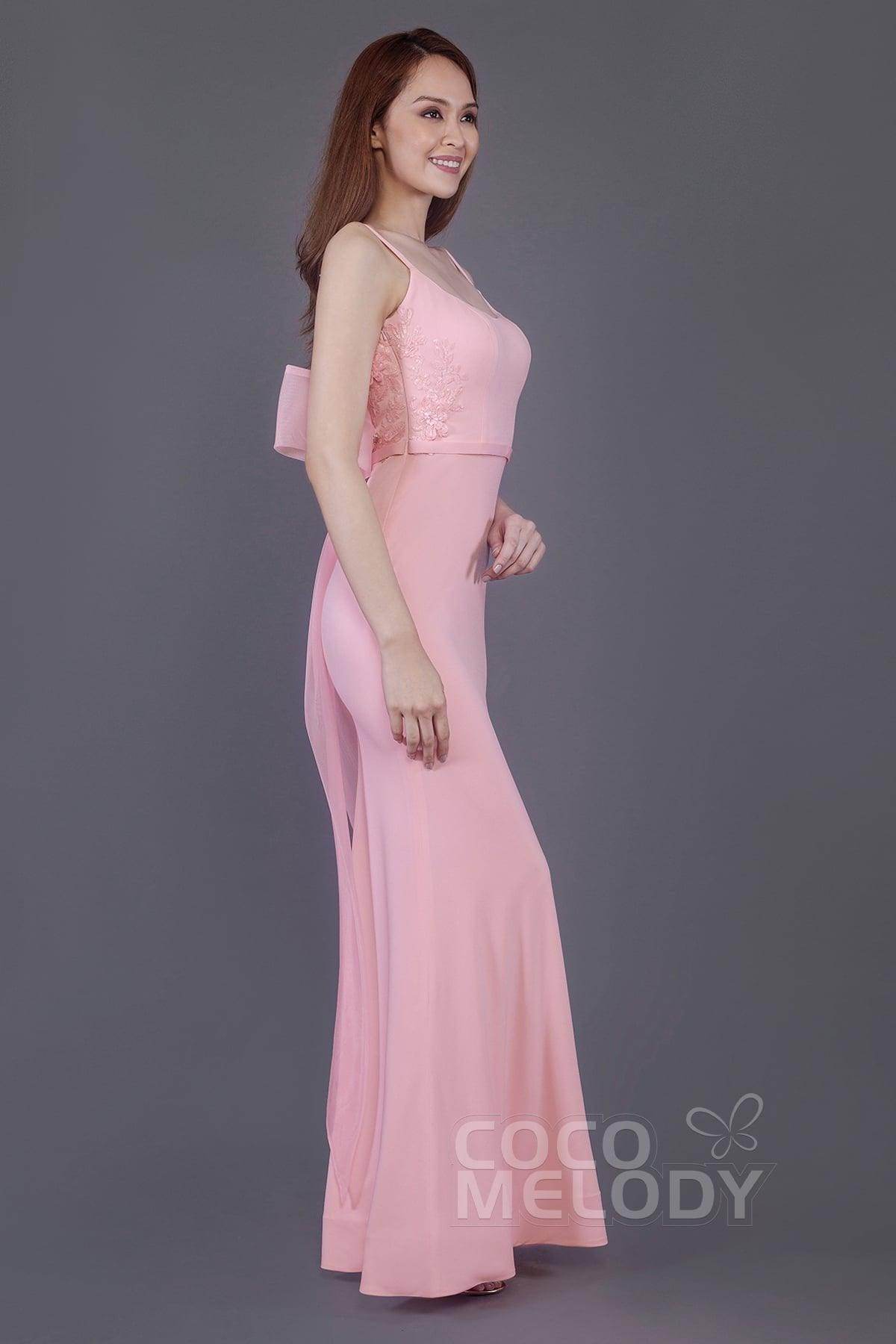 Mermaid Floor Length Knitted Fabric Bridesmaid Dress PR3594 - COCOMELODY