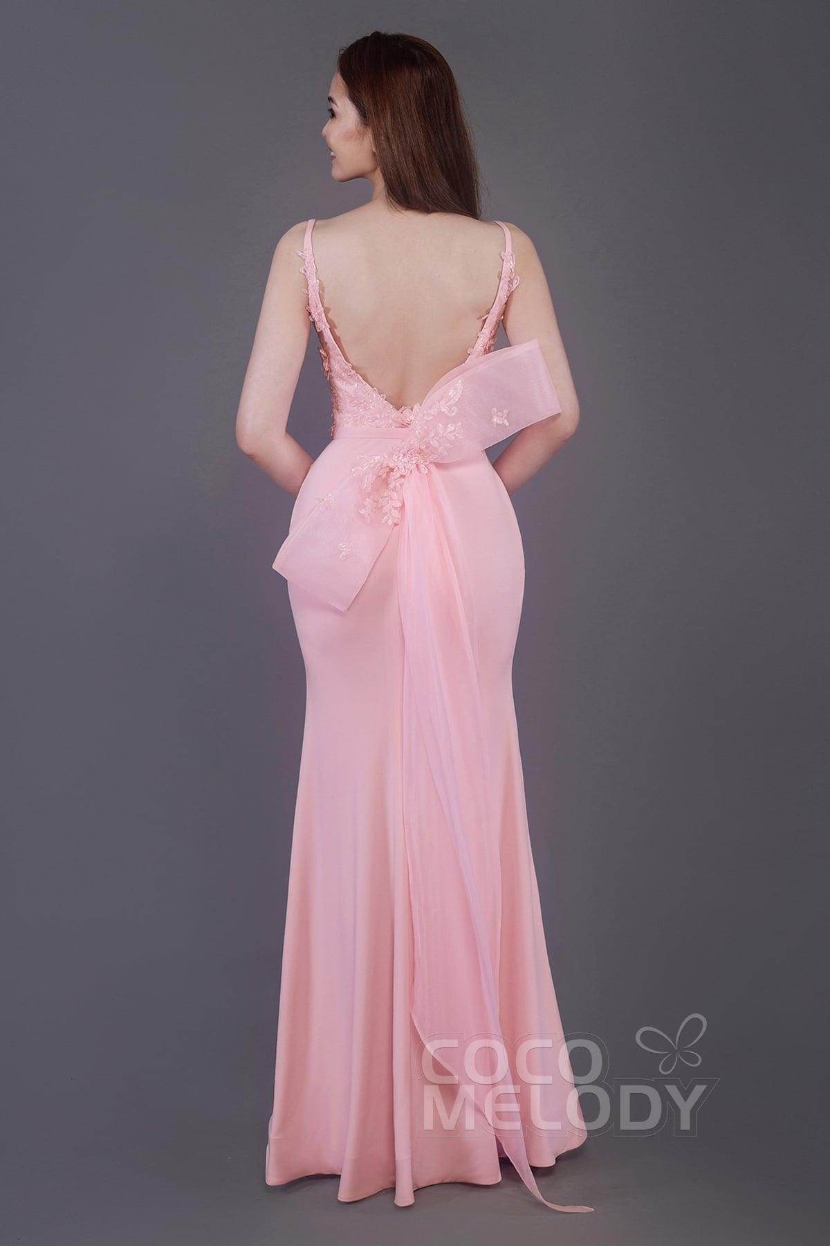 Mermaid Floor Length Knitted Fabric Bridesmaid Dress PR3594 - COCOMELODY