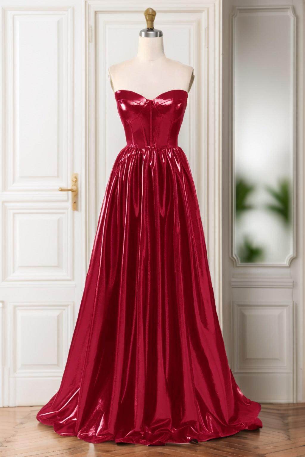 A-Line Sweep-Brush Train Hot Stamping Cloth Prom Dress CS0446 - COCOMELODY