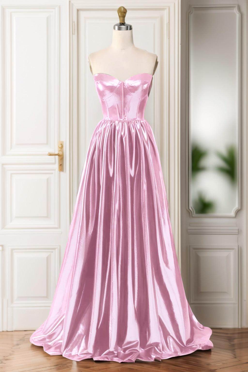A-Line Sweep-Brush Train Hot Stamping Cloth Prom Dress CS0446 - COCOMELODY