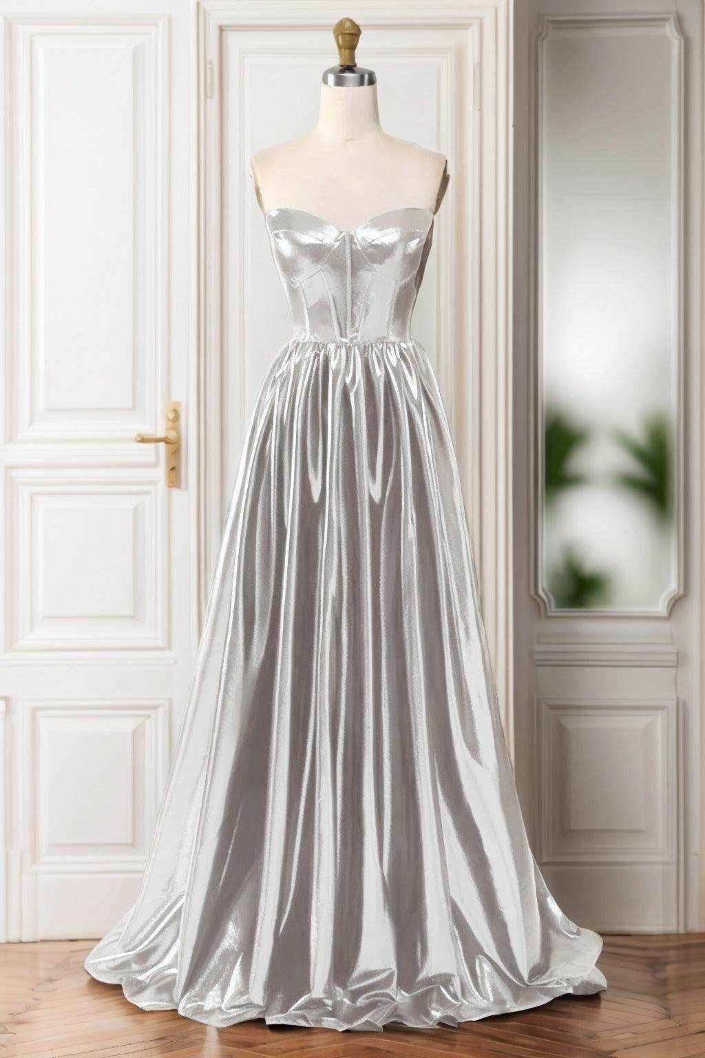 A-Line Sweep-Brush Train Hot Stamping Cloth Prom Dress CS0446 - COCOMELODY