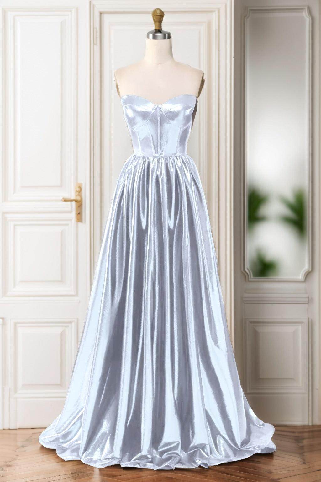 A-Line Sweep-Brush Train Hot Stamping Cloth Prom Dress CS0446 - COCOMELODY
