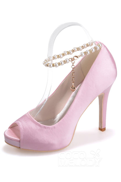 High Heel 11cm Heel Satin Peep Toe Bridal Shoes SWS16006