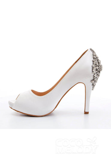 Stiletto Heel Satin Peep Toe Bridal Shoes SWS18001 - COCOMELODY