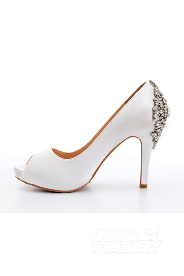 Stiletto Heel Satin Peep Toe Bridal Shoes SWS18001
