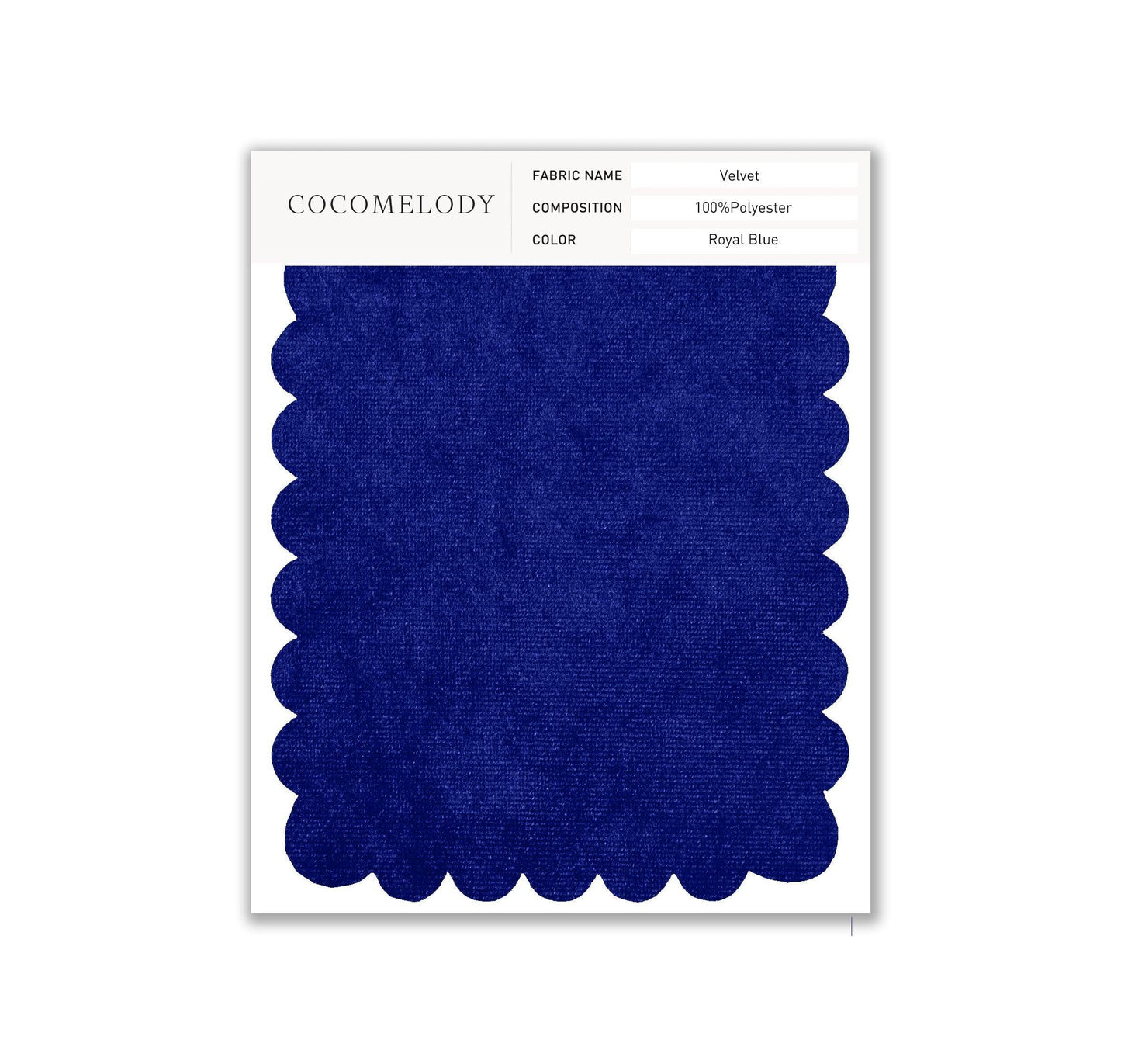 Velvet Fabric Swatch in Single Color SWVT19004 - COCOMELODY