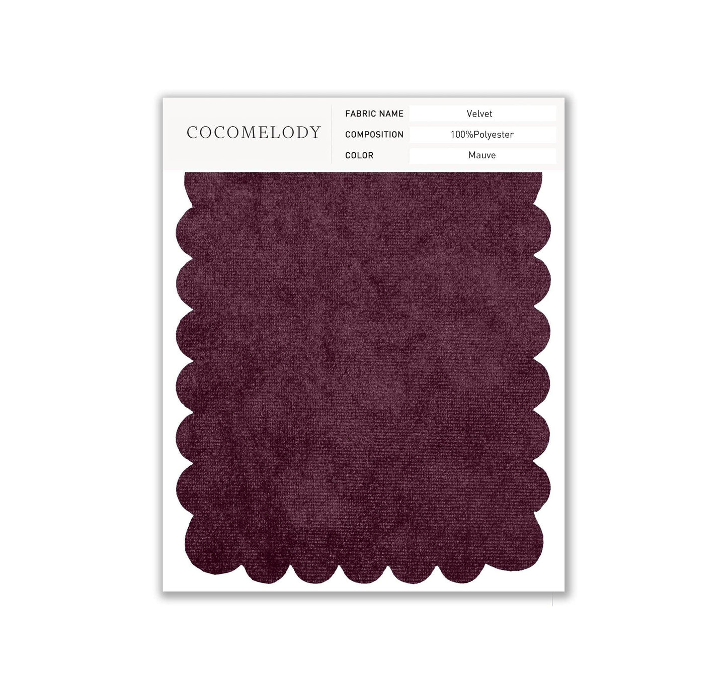 Velvet Fabric Swatch in Single Color SWVT19004 - COCOMELODY