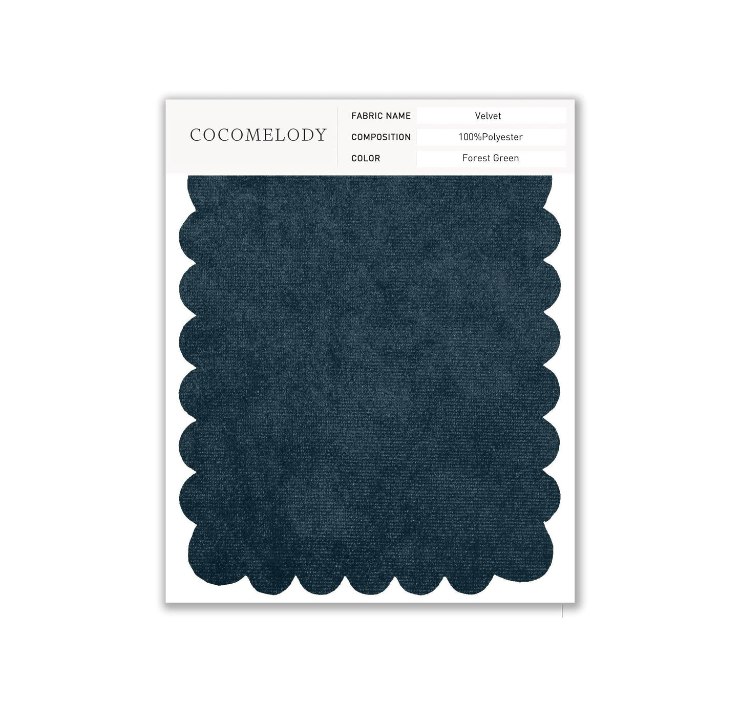 Velvet Fabric Swatch in Single Color SWVT19004 - COCOMELODY