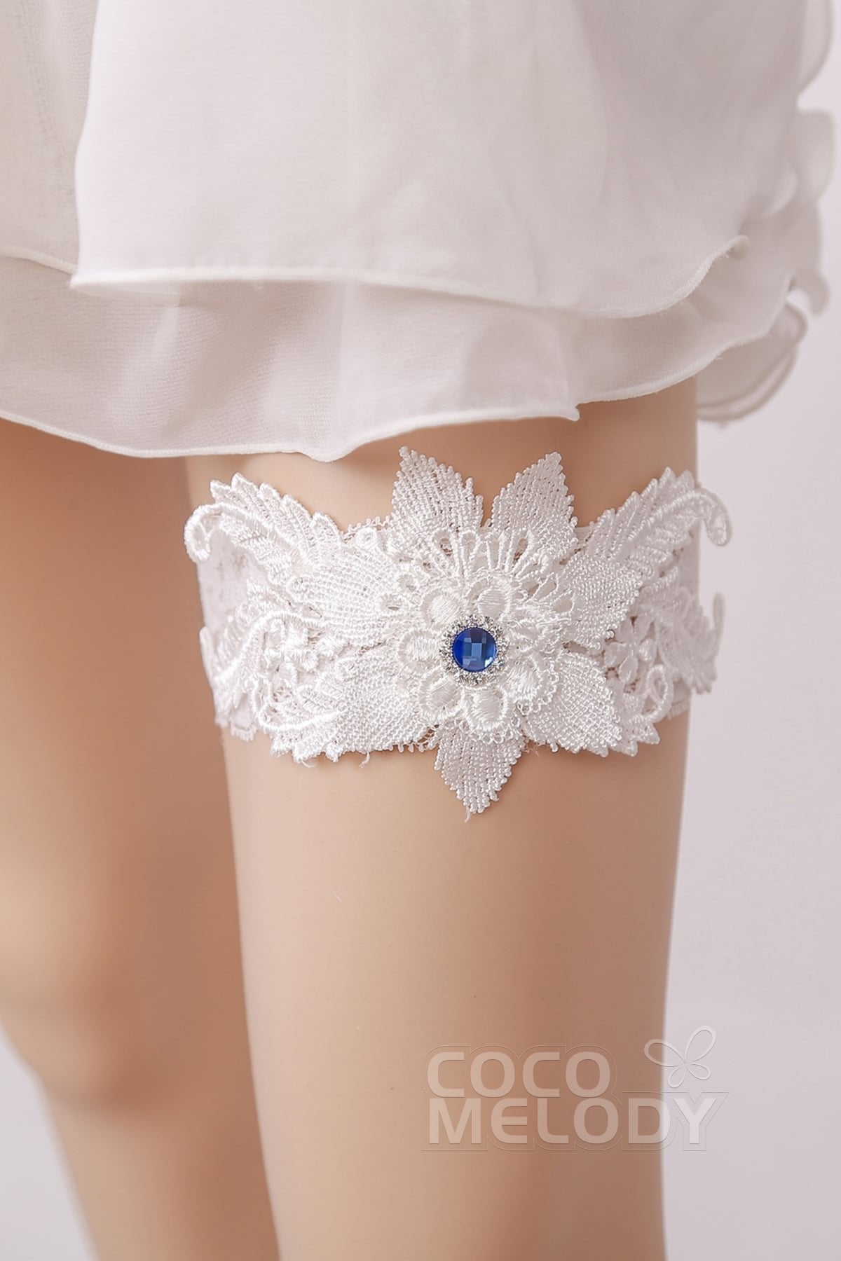 Lace Wedding Garter with Diamond WD17002