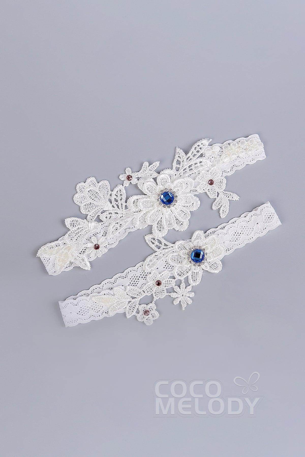 Lace Wedding Garter with Diamond WD17015 - COCOMELODY
